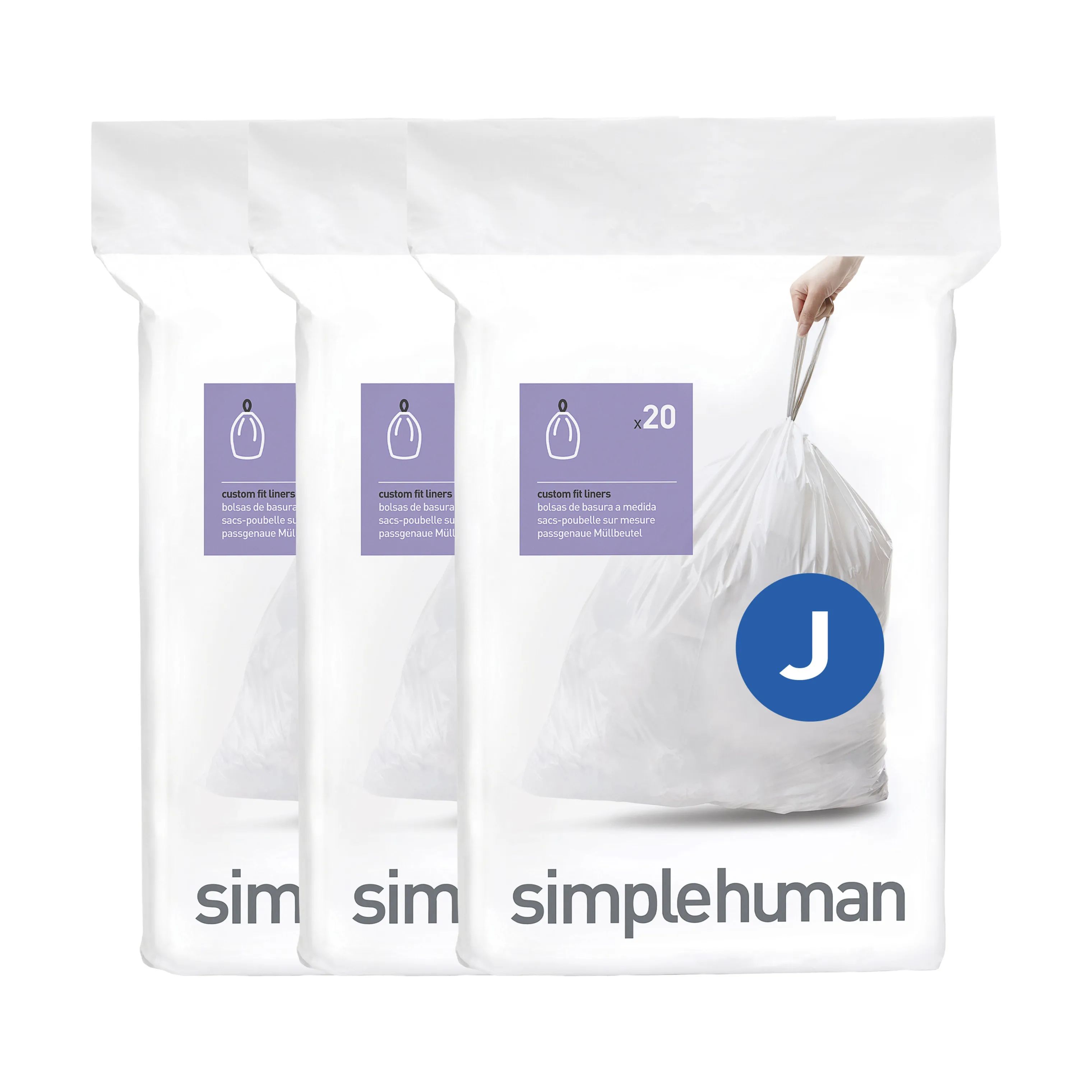 Simplehuman Affaldsposer Affaldsposer kode J - 60 stk. i J - 30-45 liter, 3