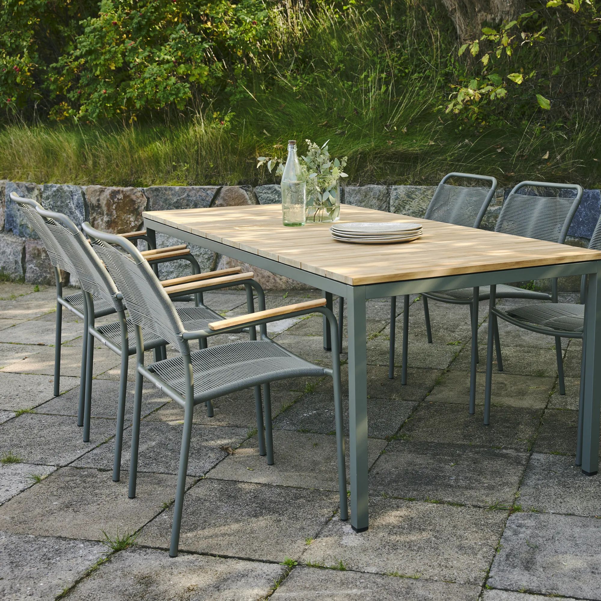 Mandalay Havemøbelsæt Toscana & Verona Havemøbelsæt - 7 dele i Olivengrøn, Bord (L 197 cm) med 6 stole, 2