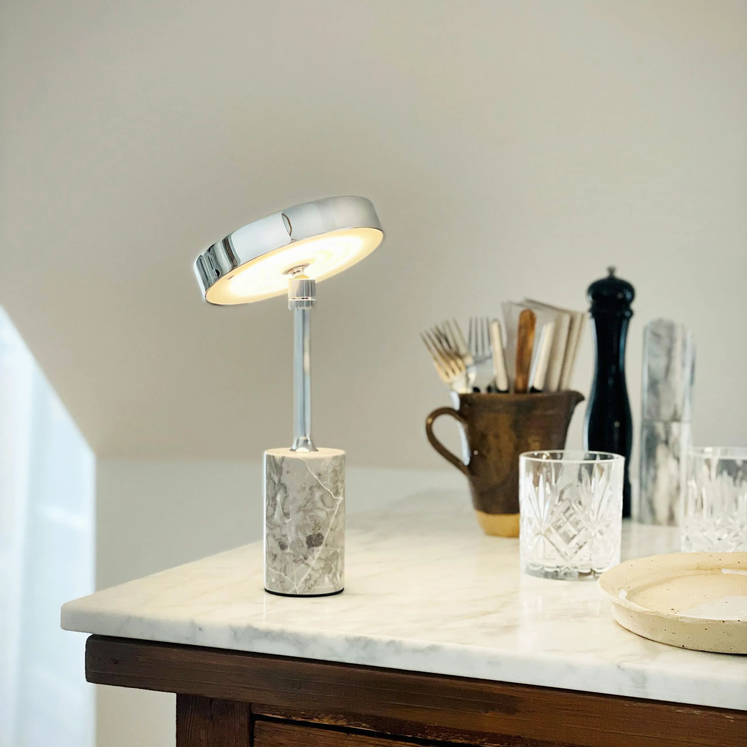 Dyberg Larsen Bordlamper Starlight Bordlampe i Krom/ Grå marmor, 2