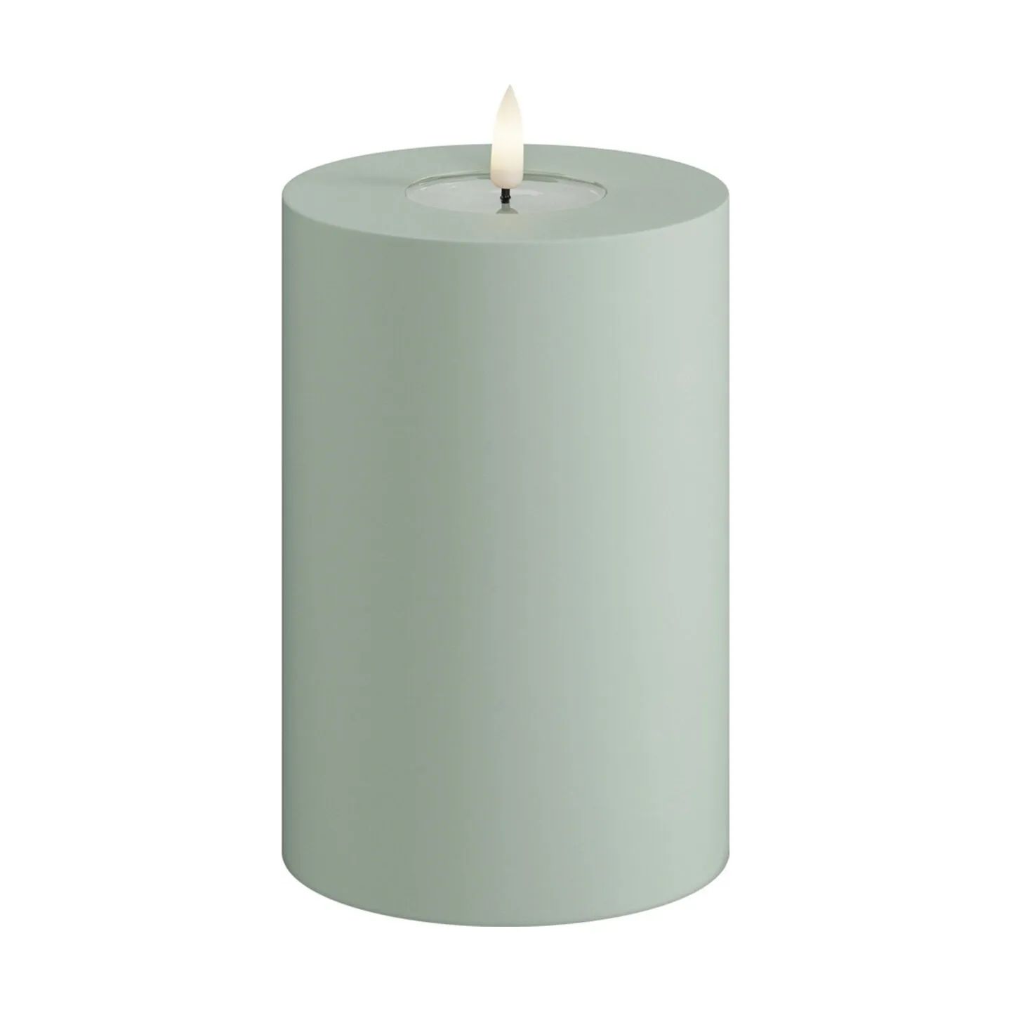 Deluxe Homeart LED-lys Real Flame LED Udendørs Bloklys i Salvie Green , H15 x Ø10 cm, 1