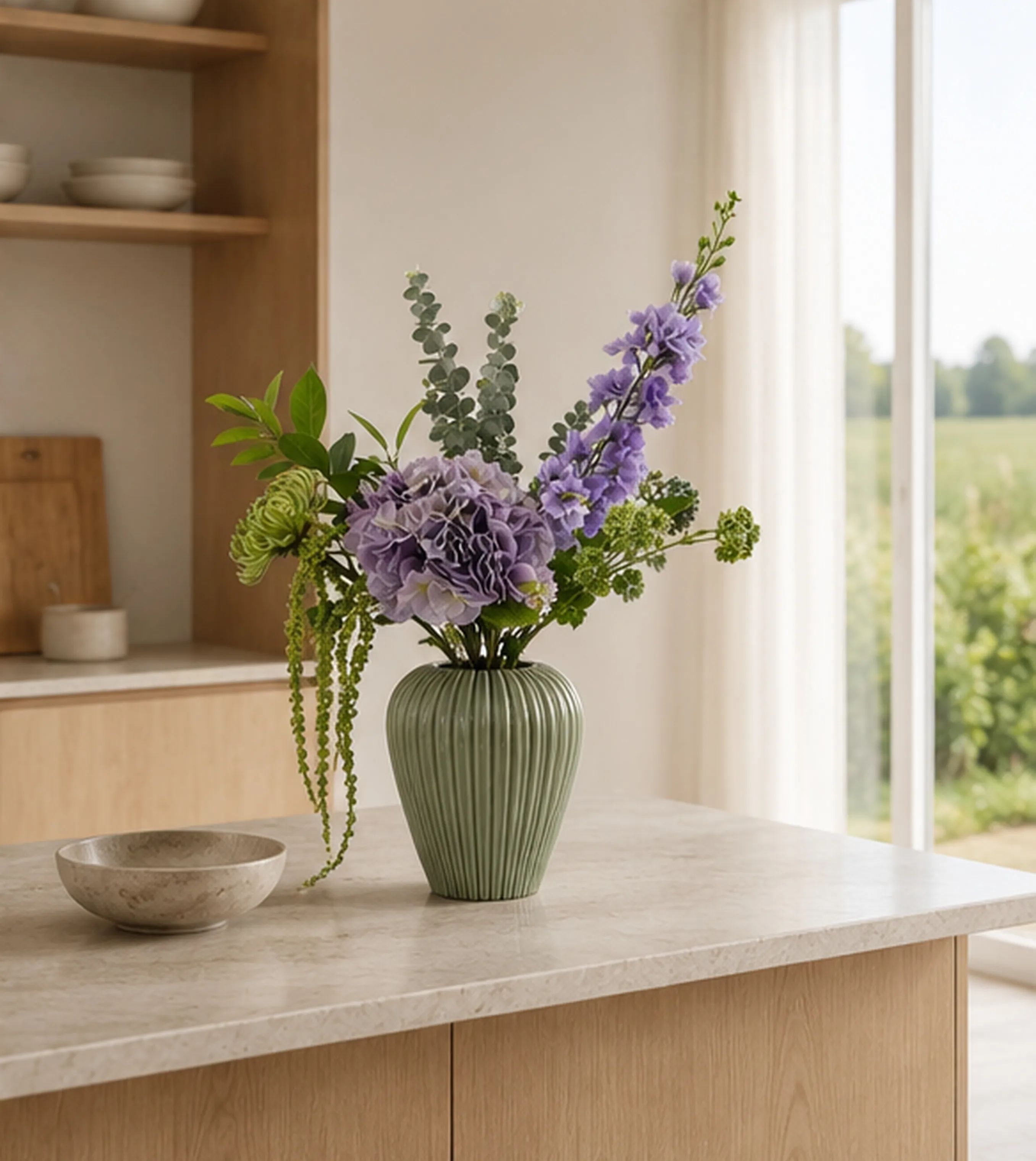 everbloom Kunstige blomster Kunstig Real Touch Blomsterbuket i Lilla, 2