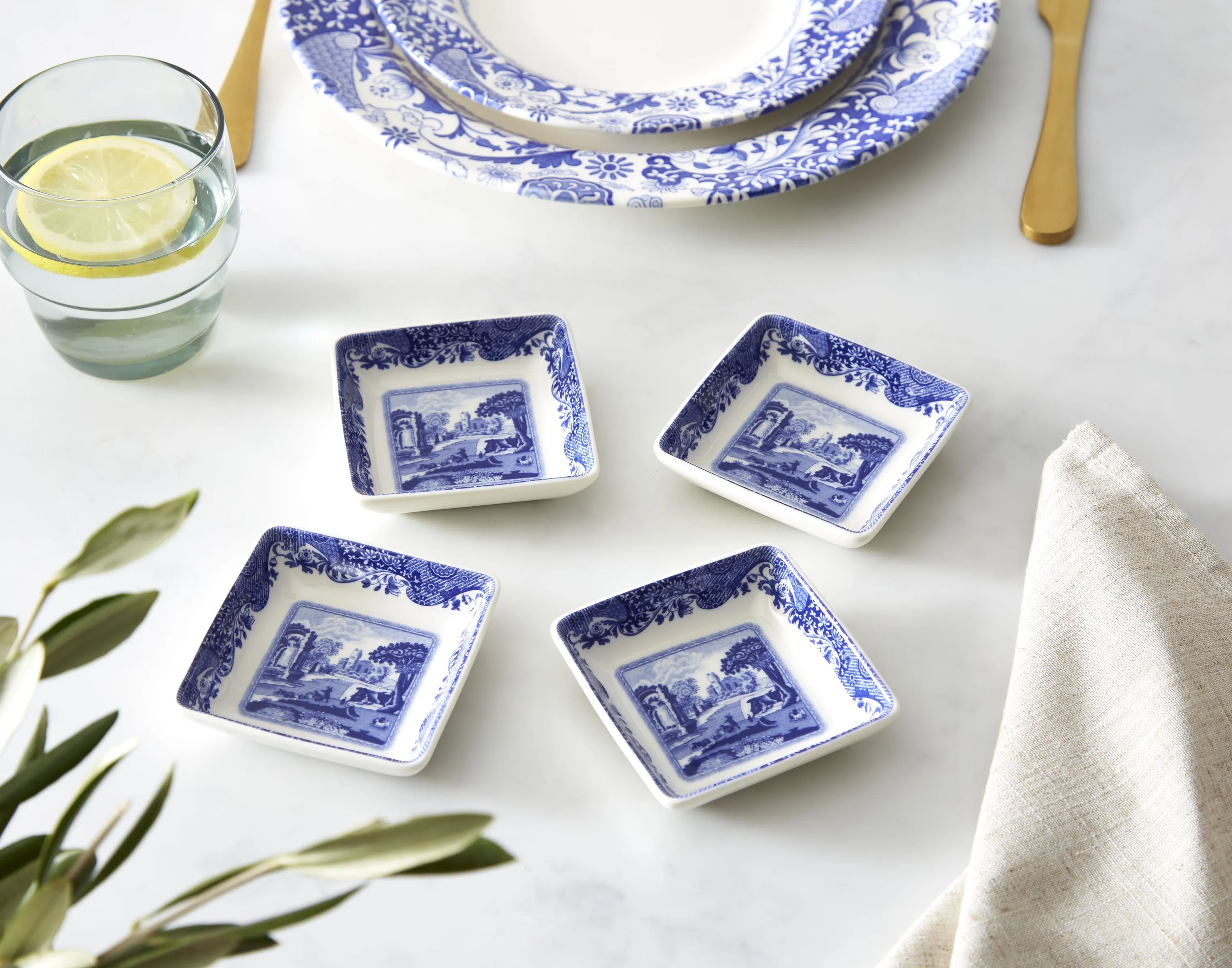 Spode Serveringsfade Blue Italian Blue Italien Serveringsfad - 4 stk. i blå/hvid, 2