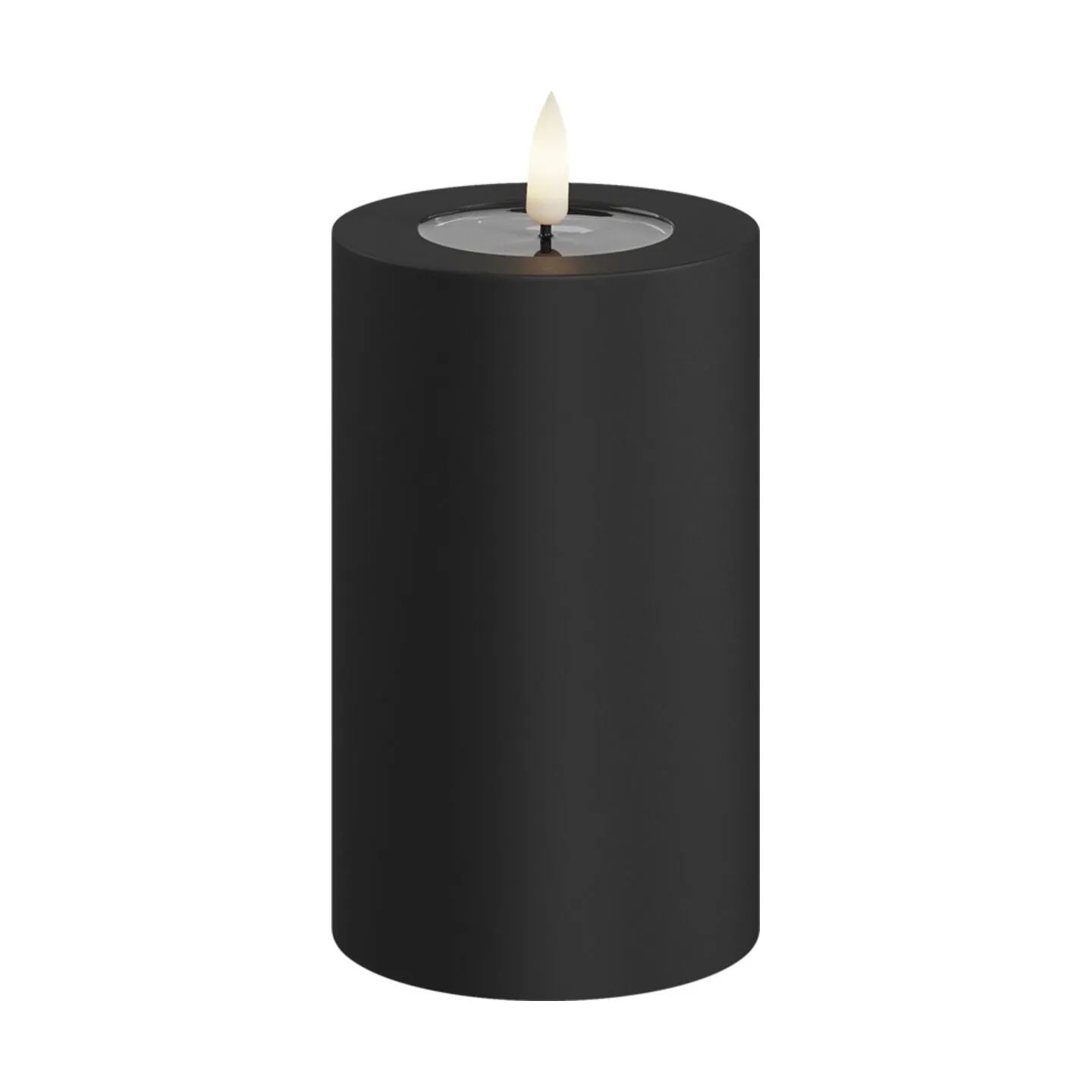 Deluxe Homeart LED-lys Real Flame LED Udendørs Bloklys i Sort, H12,5 x Ø7,5 cm, 1