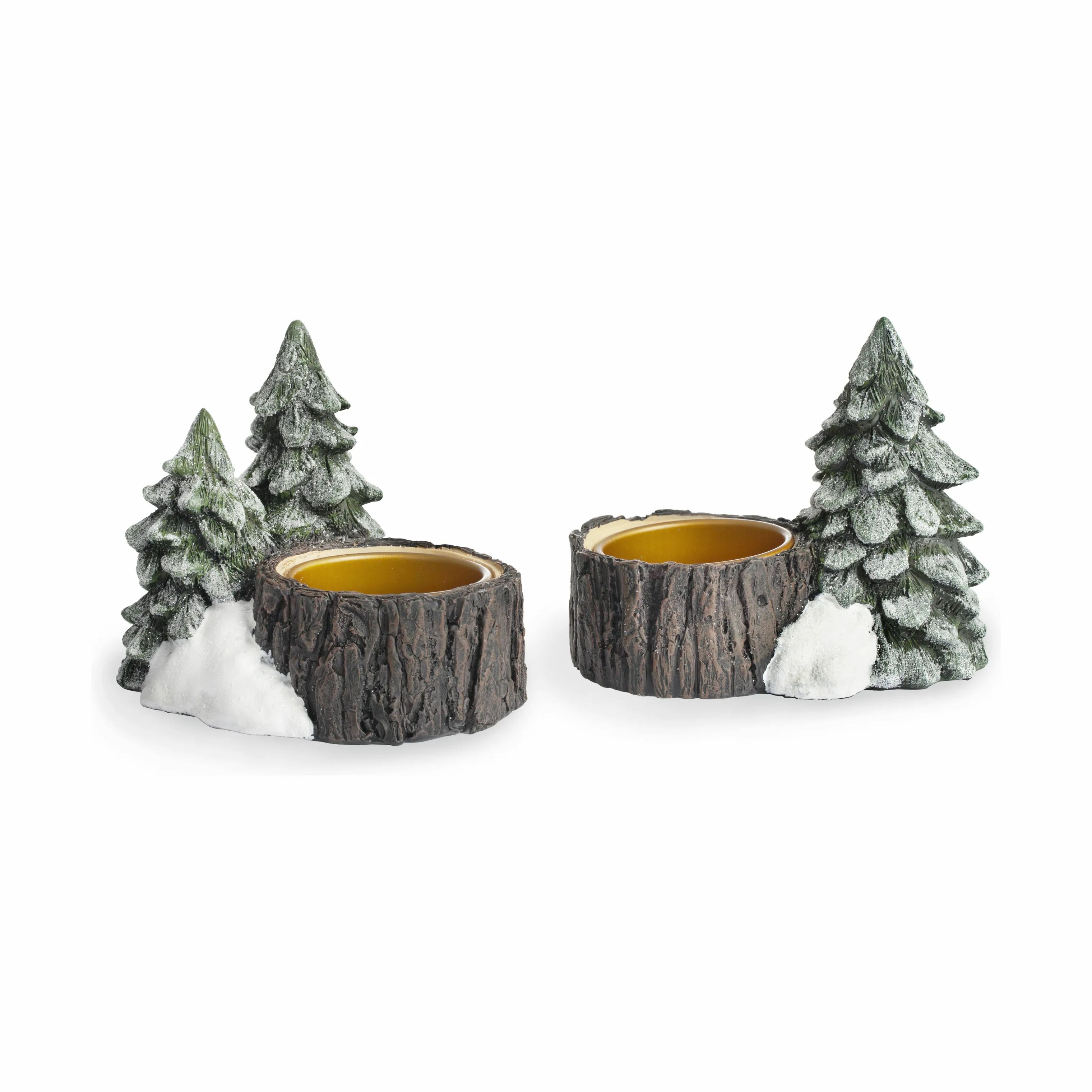 Lykketrold Jule- og adventsstager Familien Grandam Fyrfadsstagesæt Lykkeskoven - 2 dele i grøn, 8 cm, 1