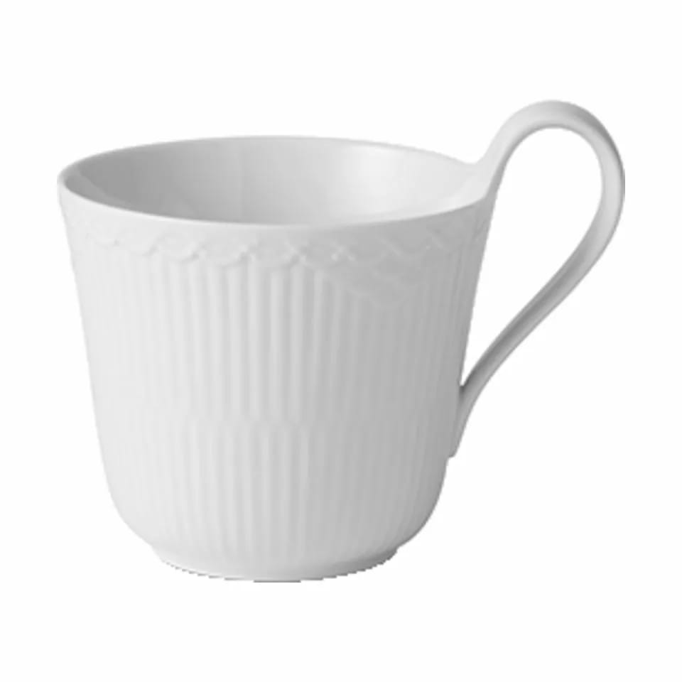 Royal Copenhagen Krus og kopper med hank Hvid Halvblonde Hvid Riflet Halvblonde Højhankskop i Hvid, 33 cl, 1