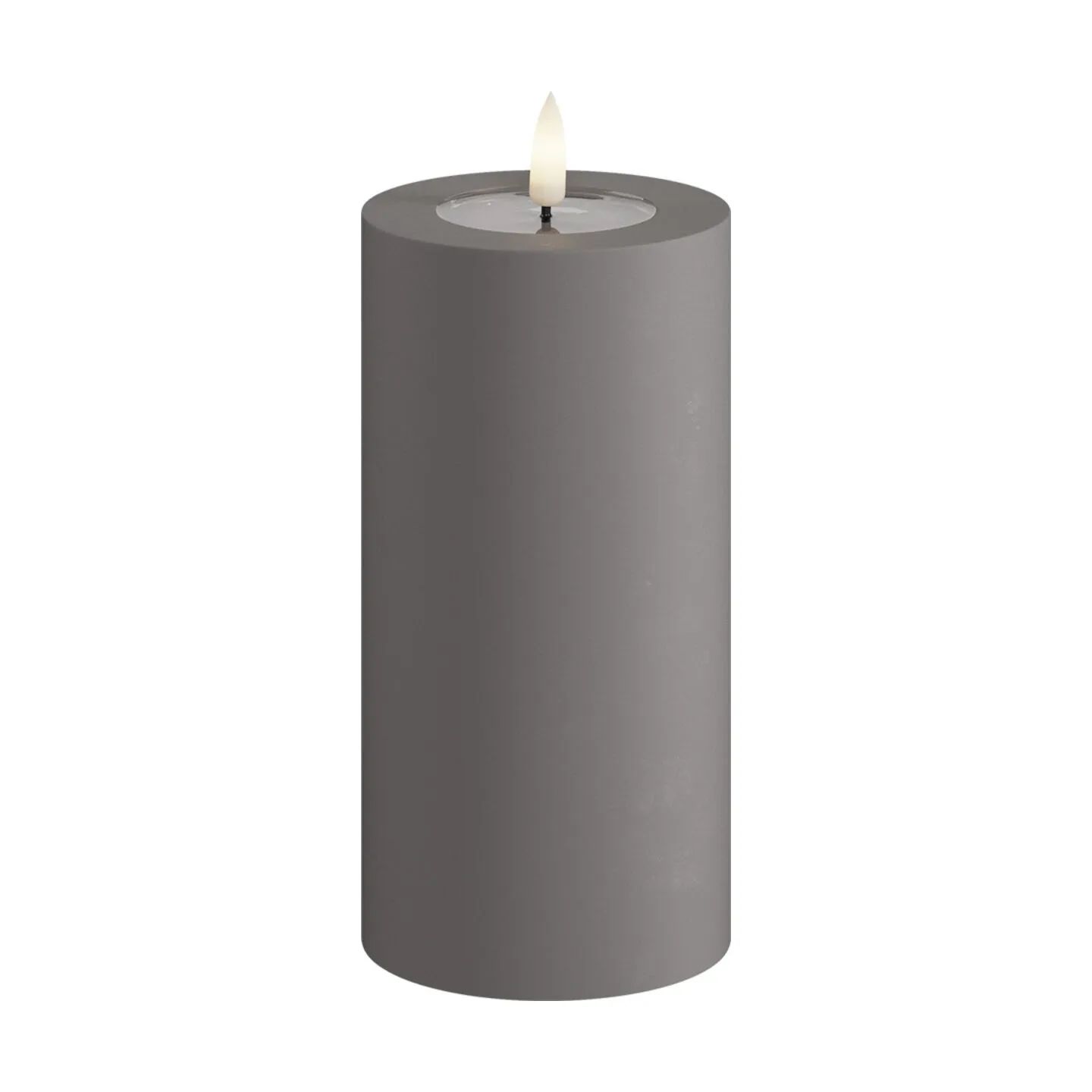 Deluxe Homeart LED-lys Real Flame LED Udendørs Bloklys i Grå, H15 x Ø7,5 cm, 1