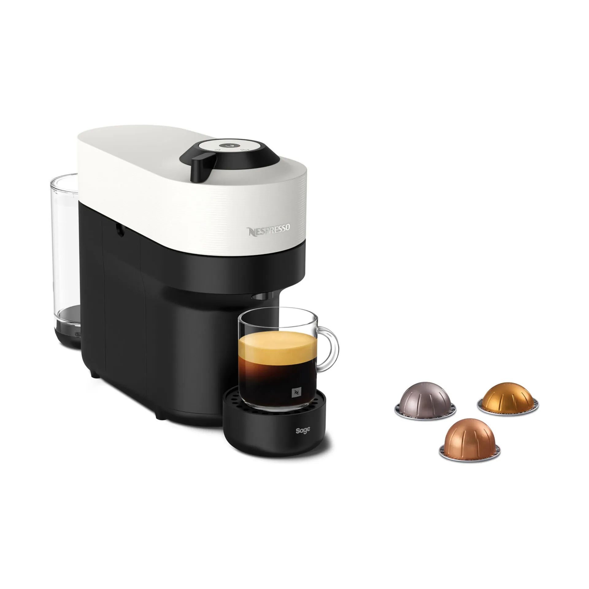 Sage Nespresso kapselmaskiner Vertuo Pop+ Deluxe Kapsel Kaffemaskine i Coconut White, 3