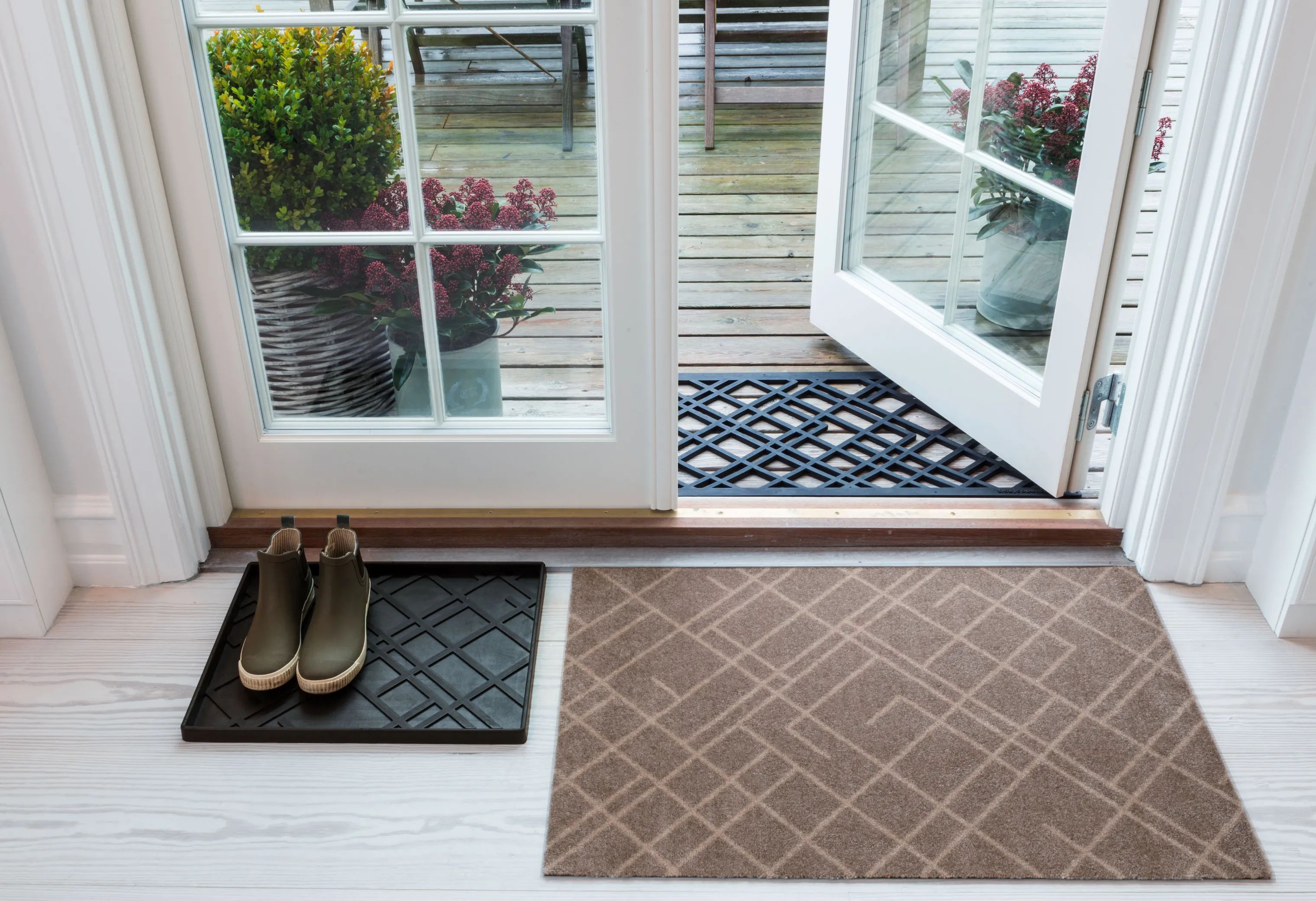 Tica Copenhagen Dørmåtter Lines Gulvmåtte i Sand, B60 x L90 cm, 3