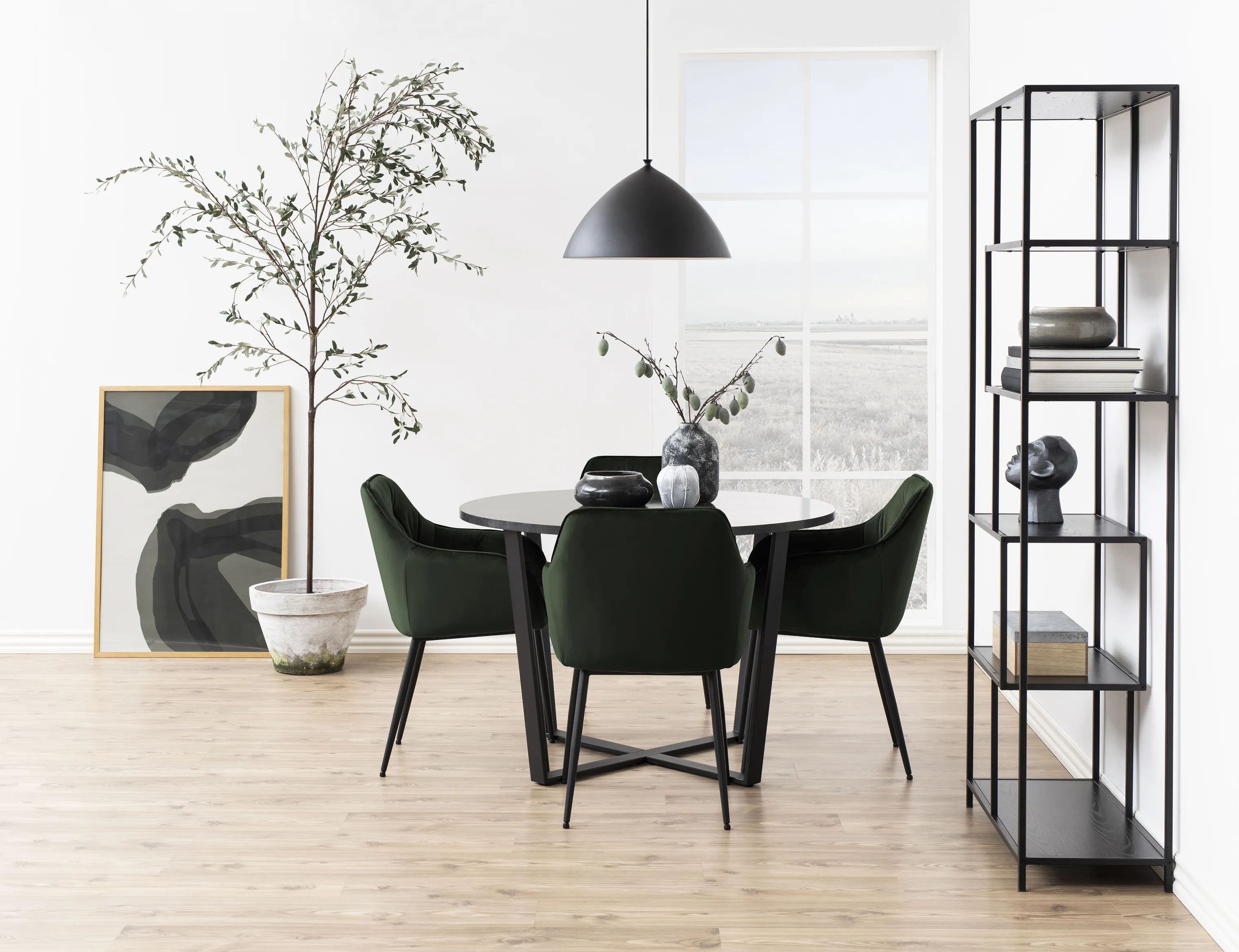 CASA Living Spisebordsstole Brooke Spisebordsstol - 2 stk. i skovgrøn/sort, 3