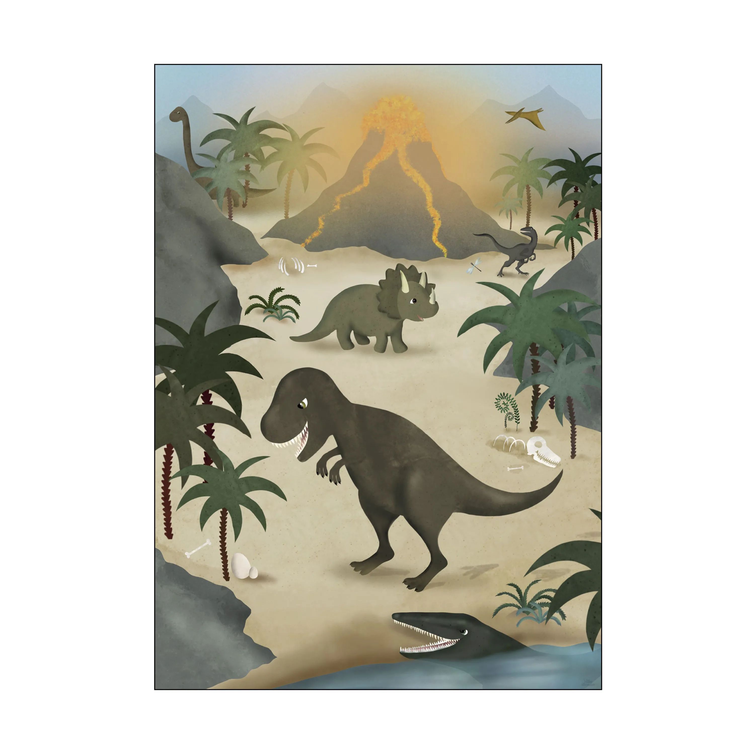 Poster&Frame Plakater Plakat - Dinoer i B29,7 x L42 cm, 1
