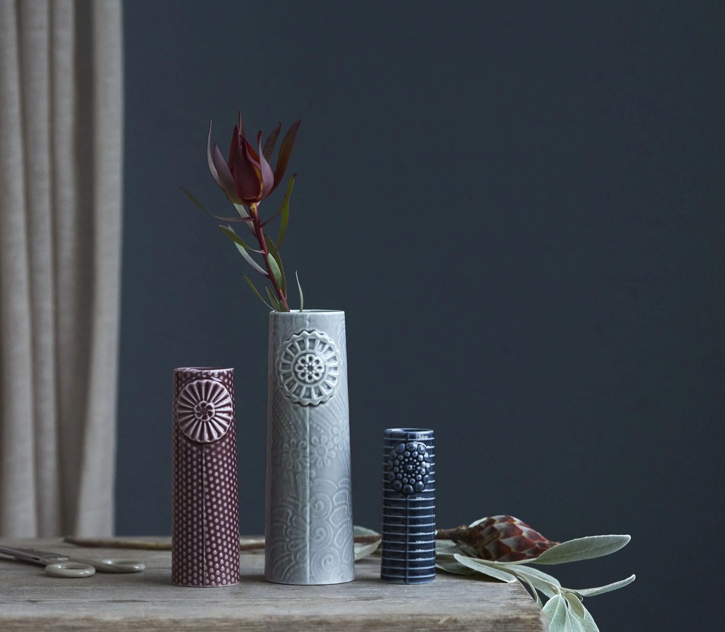 Dottir Vaser Pipanella Flock Vase - 3 stk. i Blueberry cake, 2