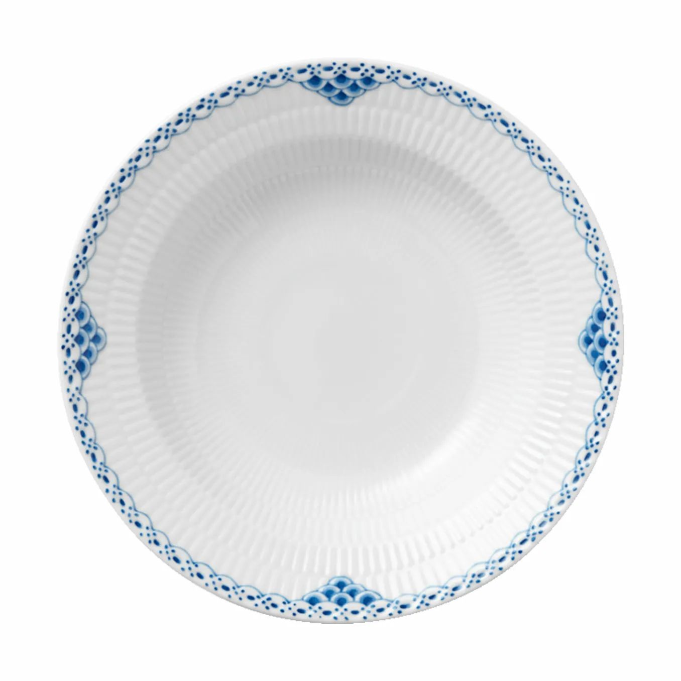 Royal Copenhagen Dybe tallerkener Prinsesse Dyb Tallerken i Koboltblå/hvid, 21 cm, 1