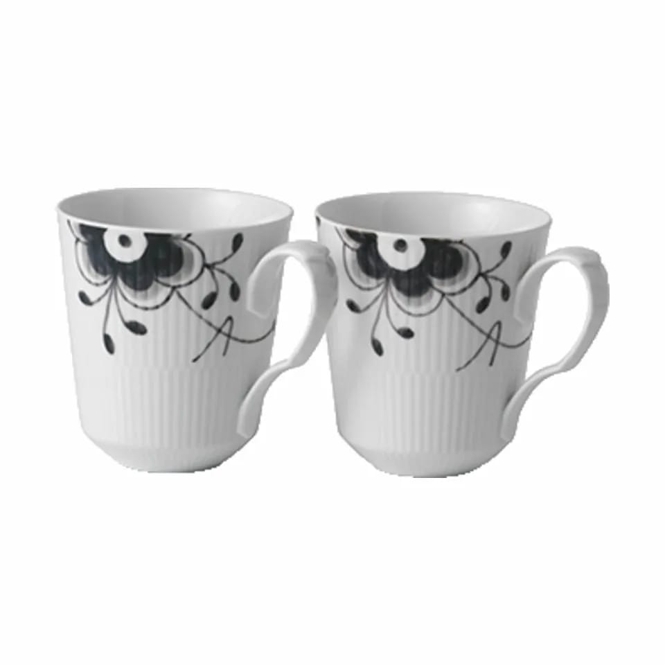 Royal Copenhagen Krus og kopper med hank Sort Mega Riflet Krus - 2 stk. i 37 cl, 38 cl, 1