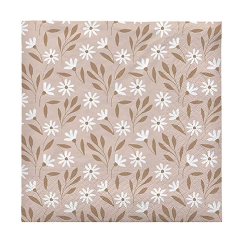 Broste Copenhagen Papirservietter Meadow Papirservietter - 12 stk. i Soft Pink/Cinnamon Sand, 1