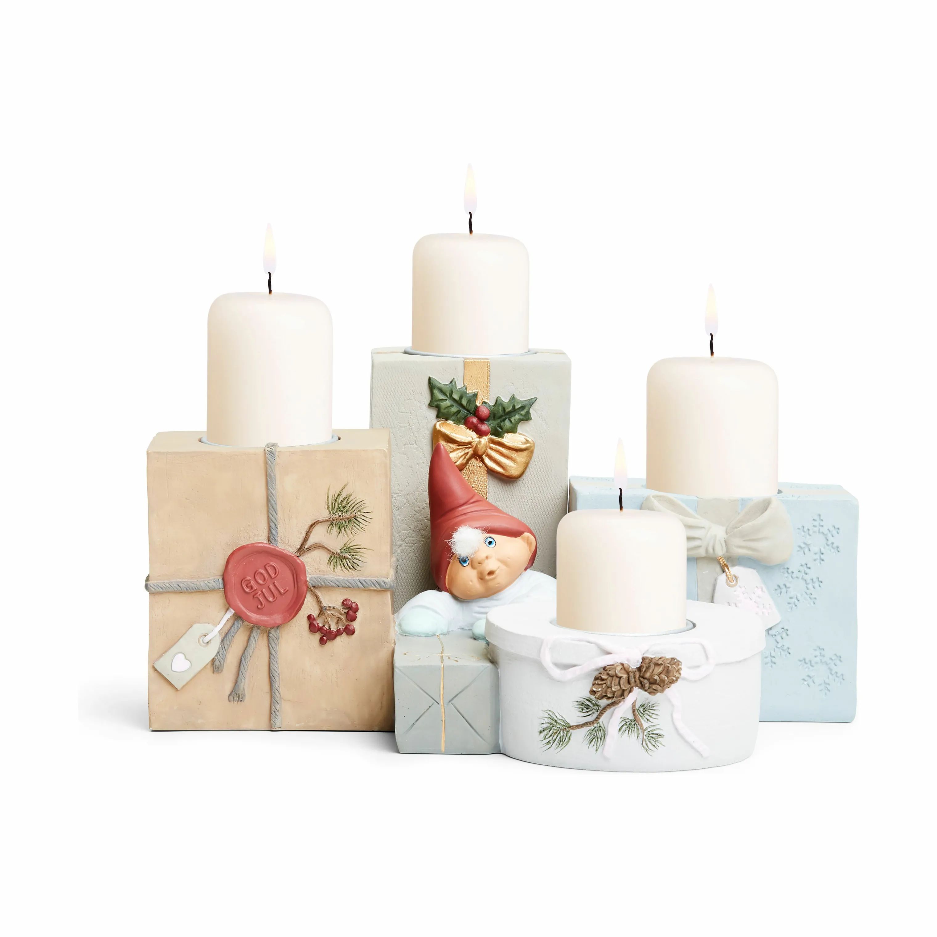 Klarborg Jule- og adventsstager Adventsstage - Bjarke i Lyseblå/beige, 12 cm, 3