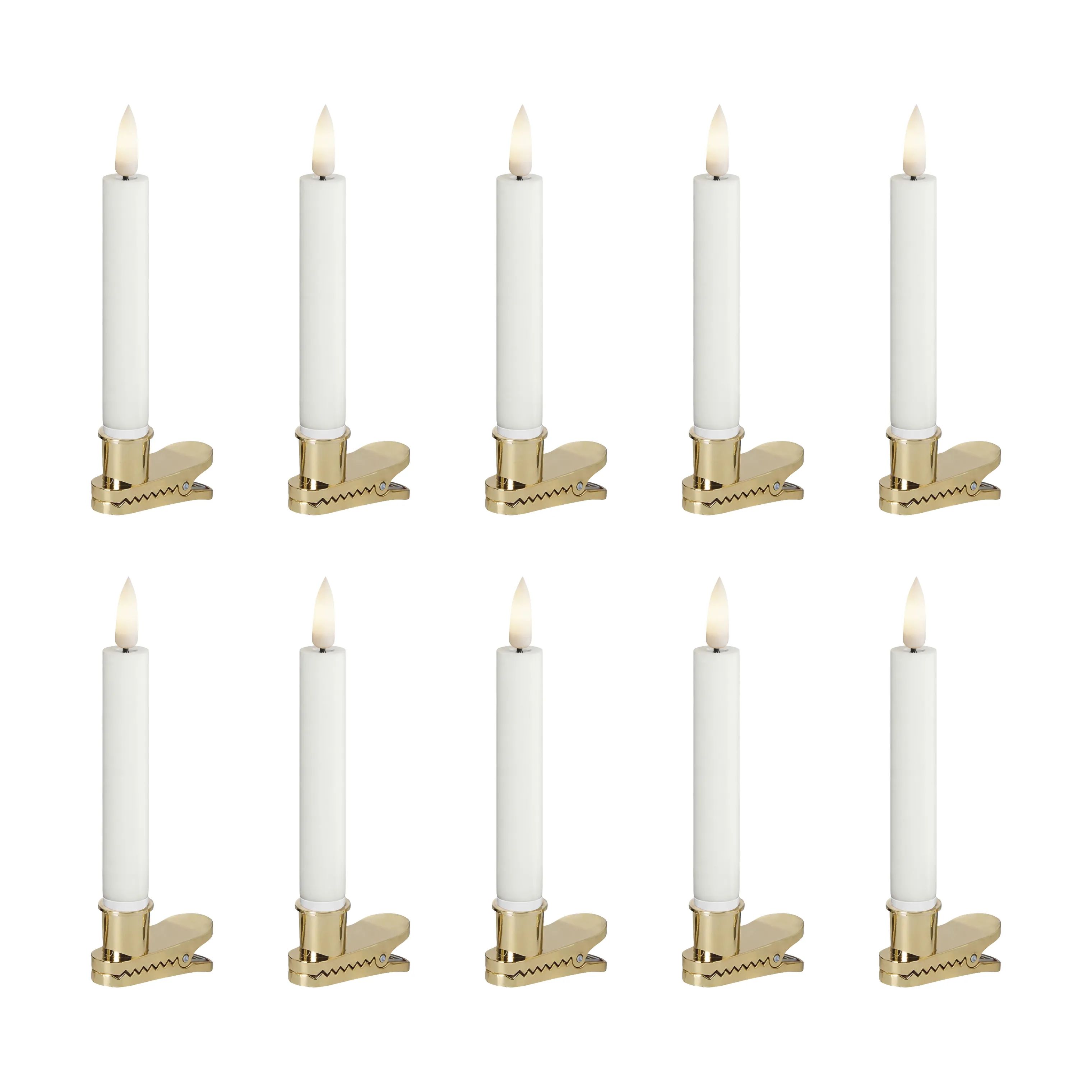 Deluxe Homeart Lysholdere og juletræslys LED Juletræslys - 10 stk. i Hvid/guldfarvet, 1