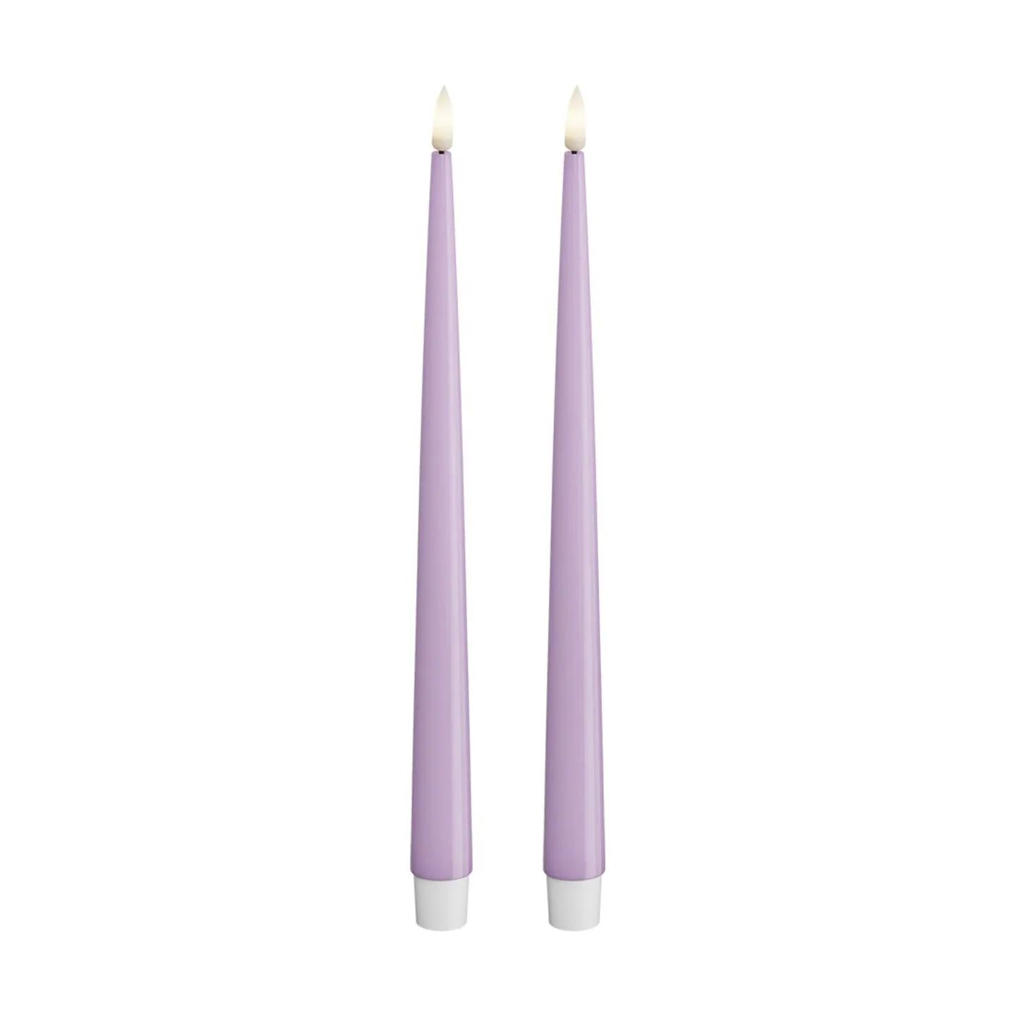 Deluxe Homeart LED-lys Real Flame LED Kertelys m. lak - 2 stk. i Lavendel, 28 cm, 1