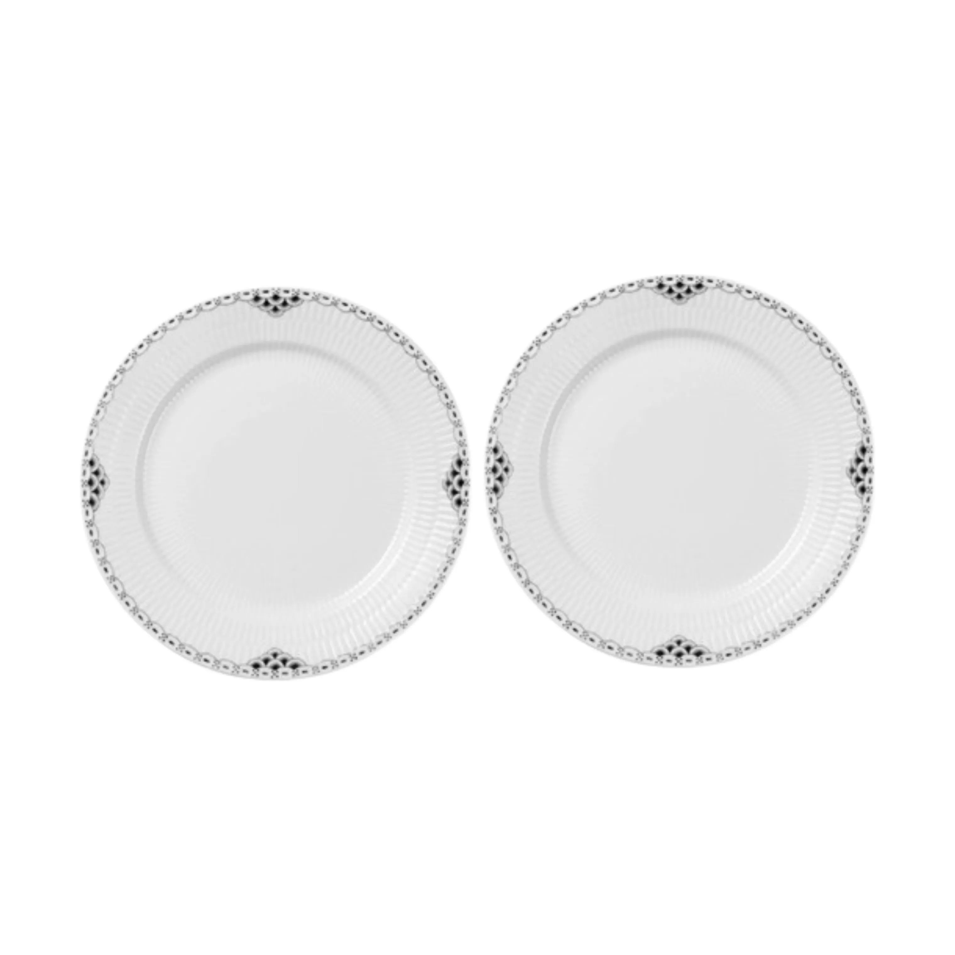 Royal Copenhagen Middagstallerkener Sort Riflet Blonde Middagstallerken - 2 stk. i Sort/hvid, 1