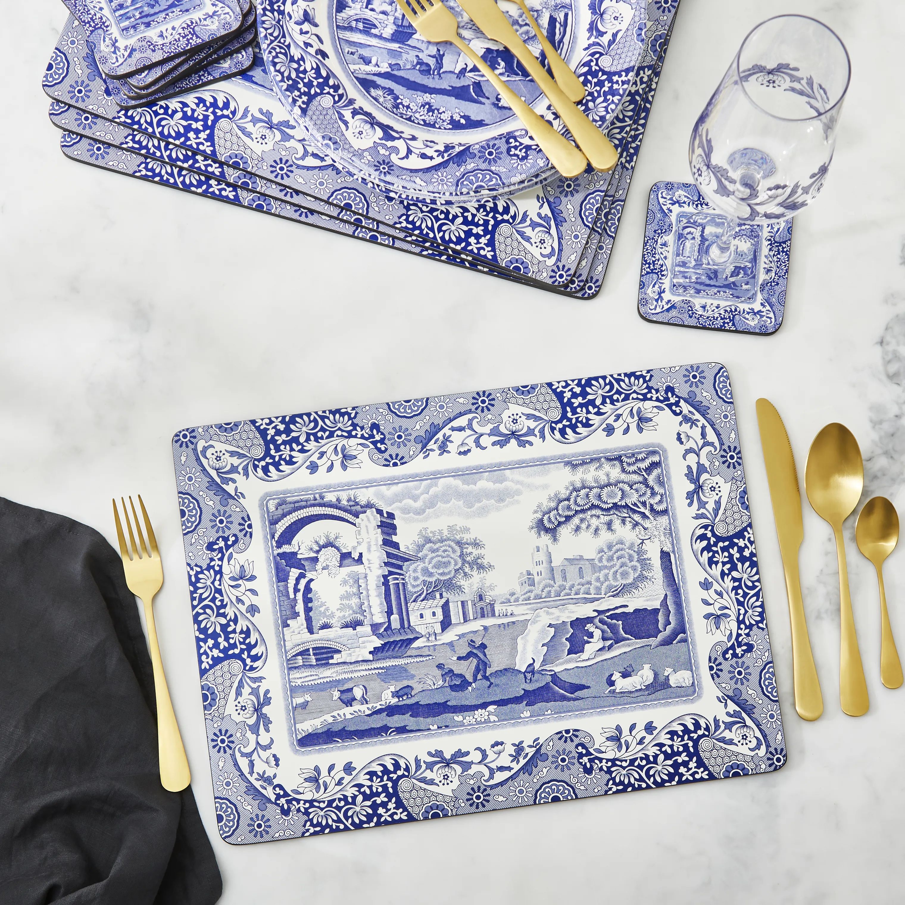 Pimpernel Dækkeservietter Blue Italian Dækkeserviet - 4 stk i Blå/hvid, 2