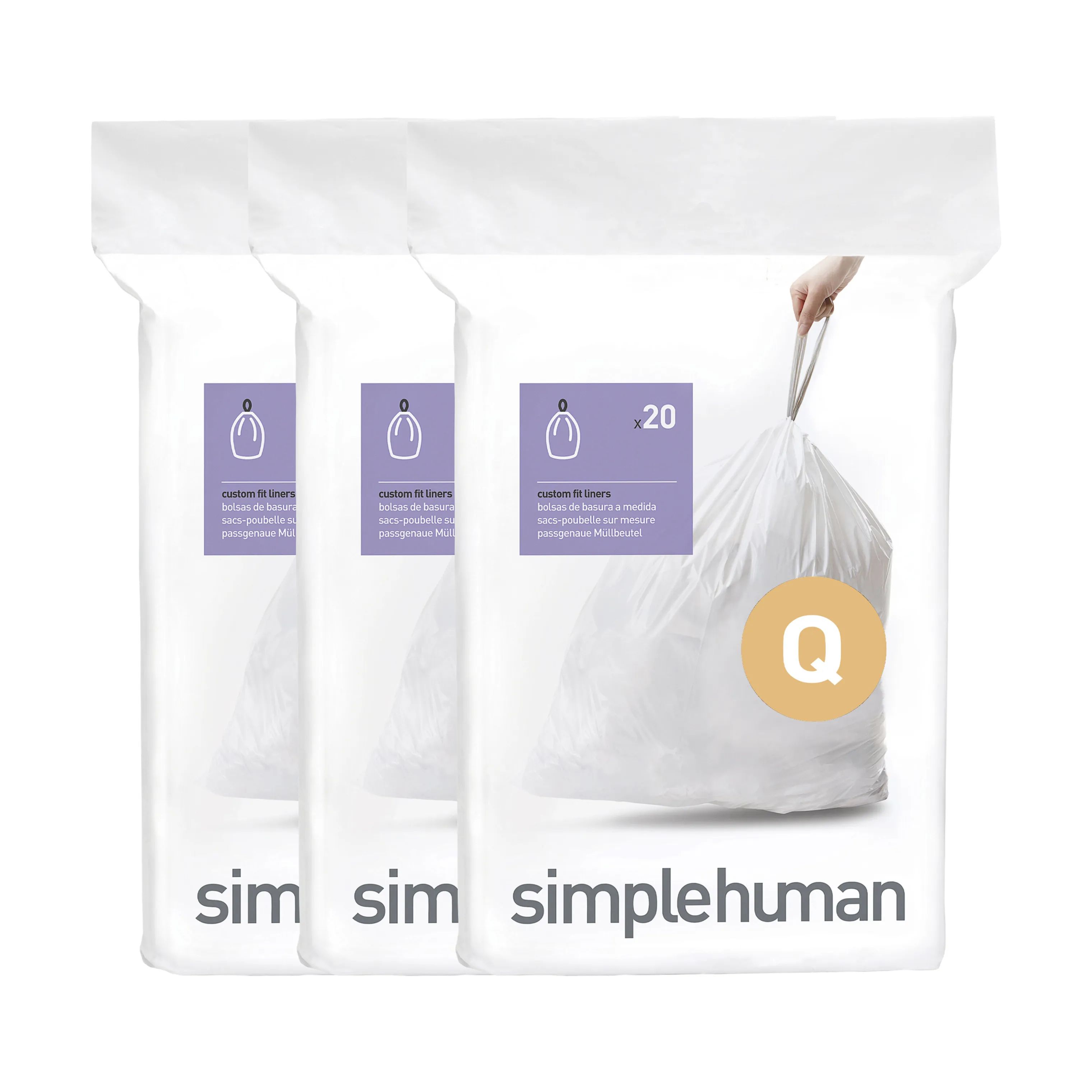 Simplehuman Affaldsposer Affaldsposer kode Q - 60 stk. i Q - 50-65 liter, 4