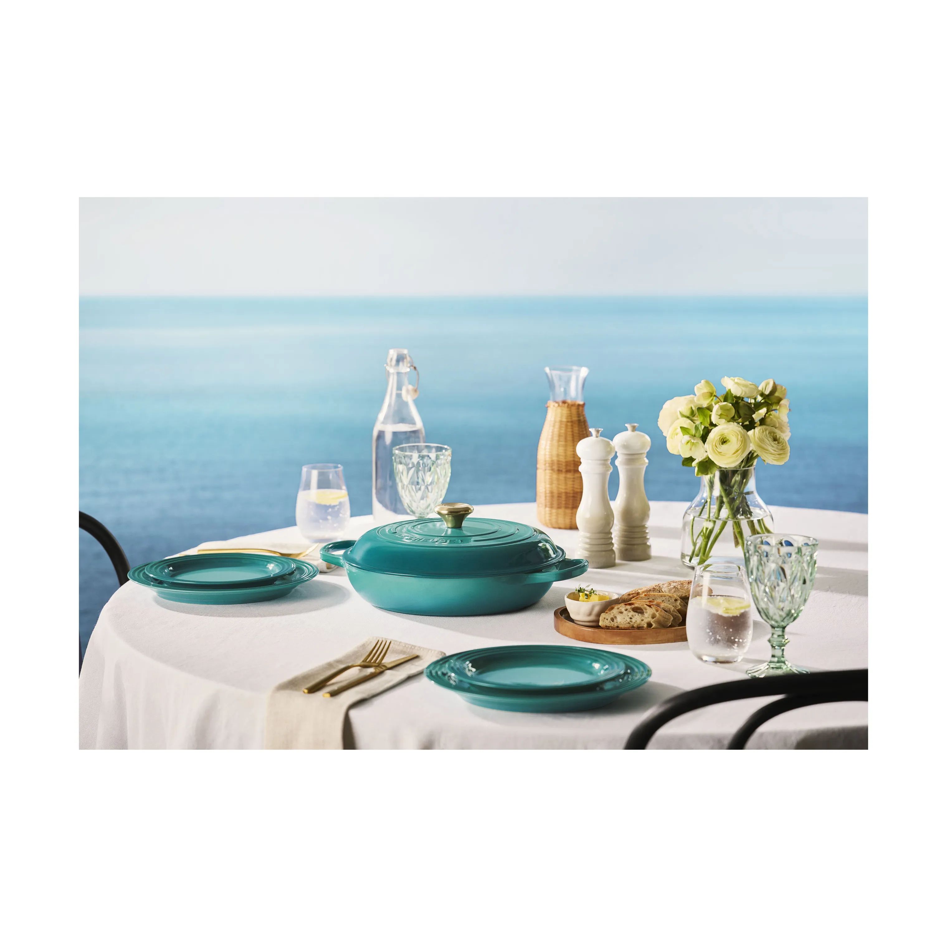 Le Creuset Middagstallerkener Signature Middagstallerken i Bleu Riviera, 27 cm, 3