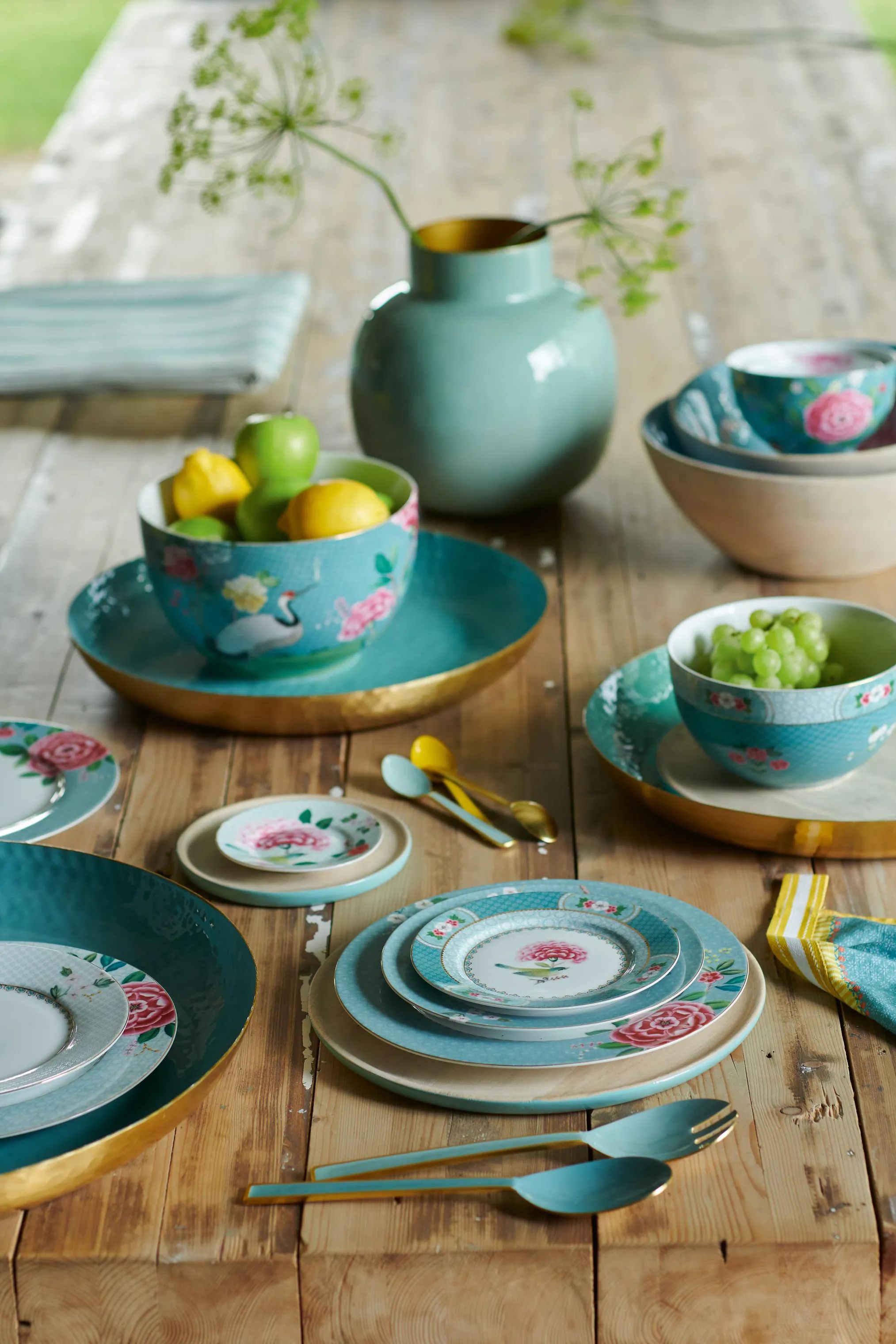 PIP Studio Krus og kopper med hank Blushing Birds Kop m. underkop i Blue, 3