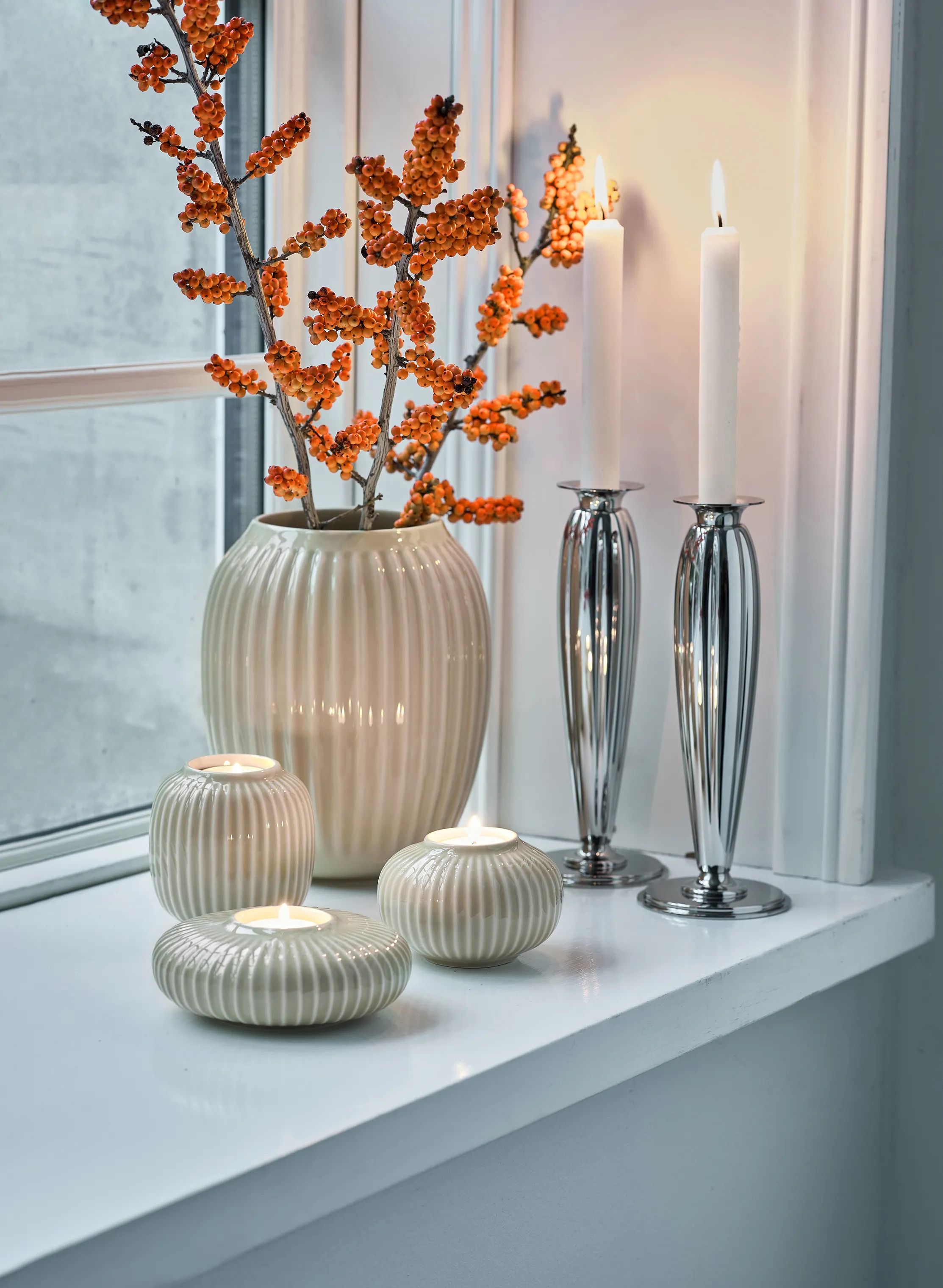 Georg Jensen Kronelysestage Bernadotte Lysestagesæt - 2 dele i Blank/Stål, 23,6 cm, 3