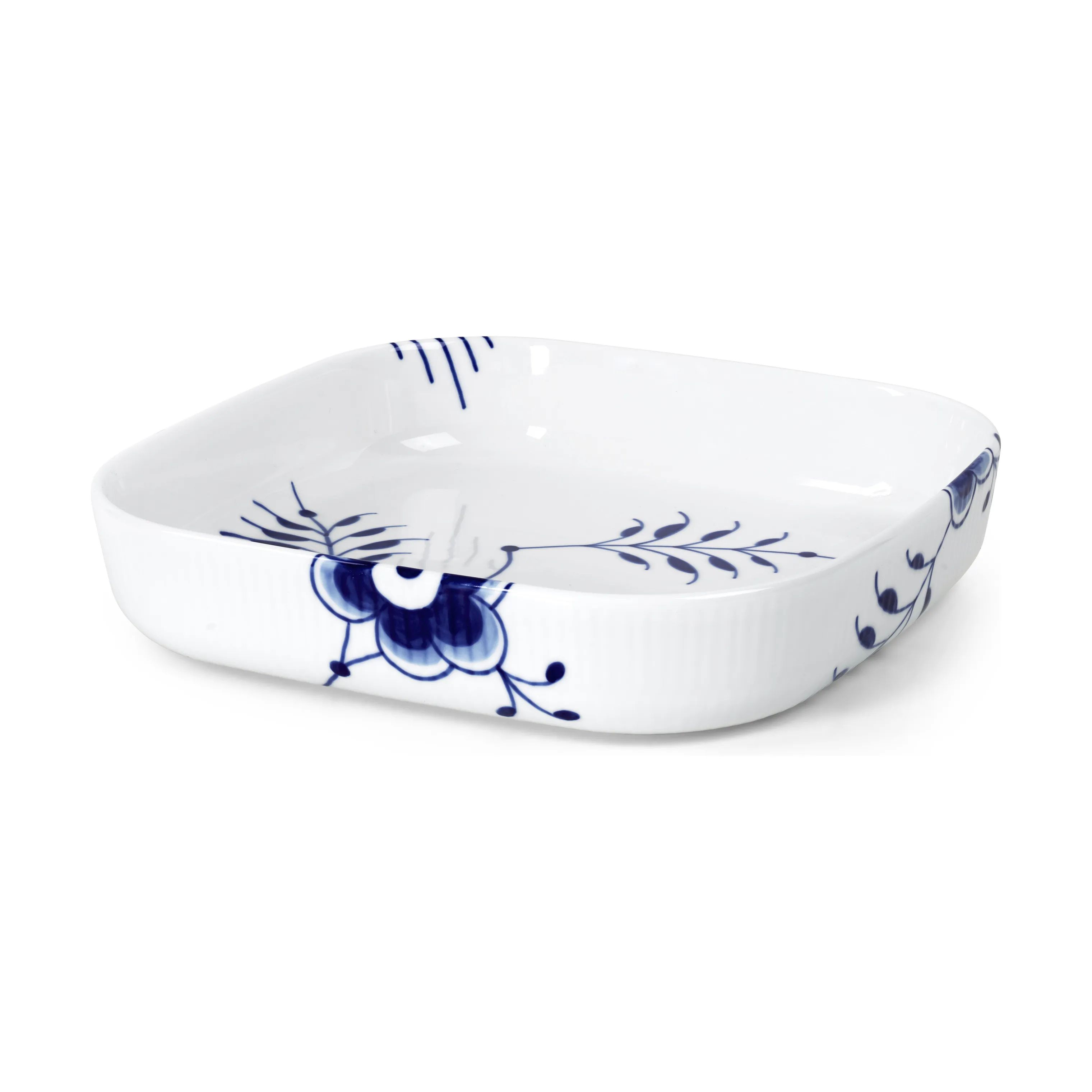 Royal Copenhagen Ovnfaste fade Blå Mega Riflet Fad i Koboltblå/hvid, B25 x L25 cm, 1