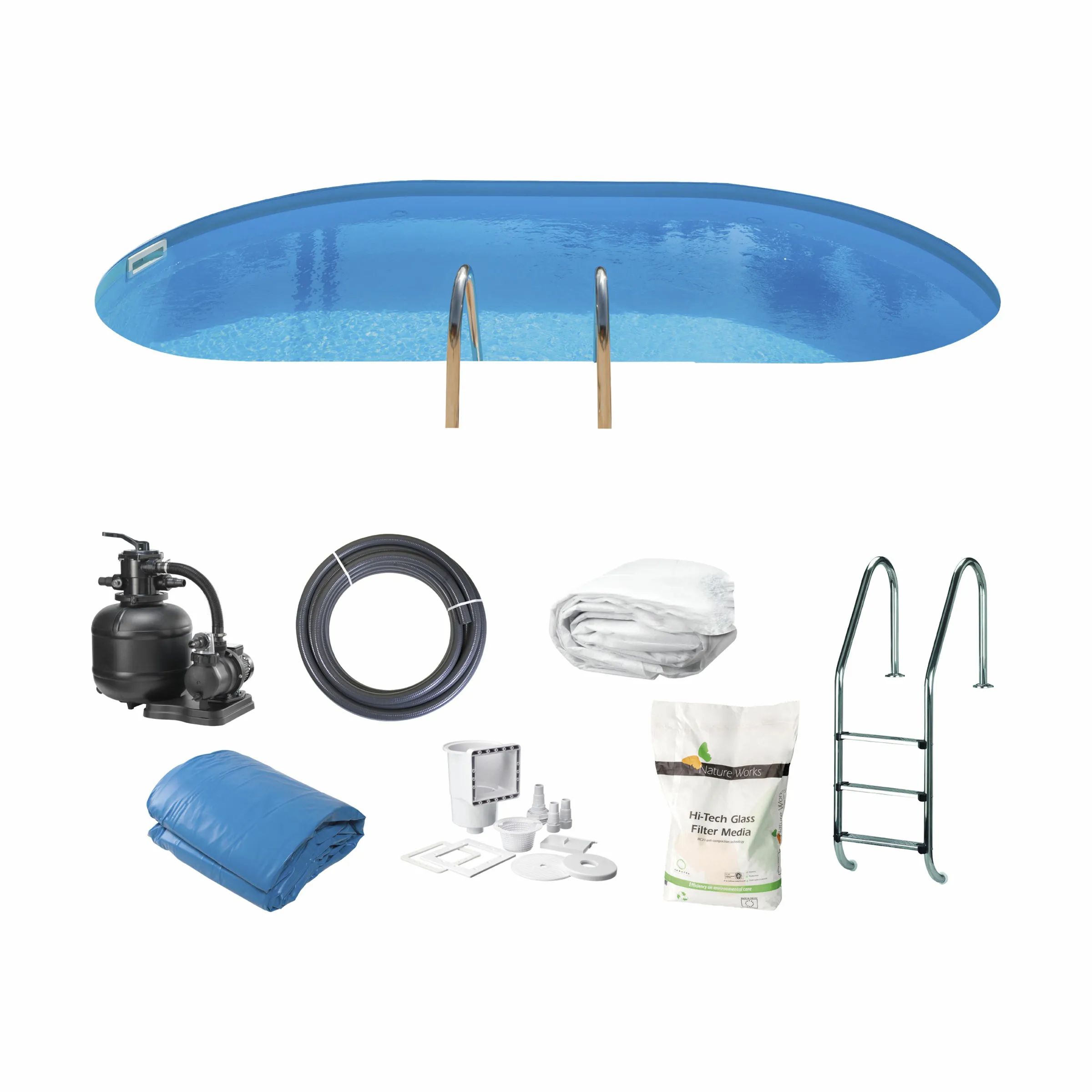 Swim & Fun Pools Inground Poolpakke - 8 dele i Kapacitet: 24.420 liter, 1