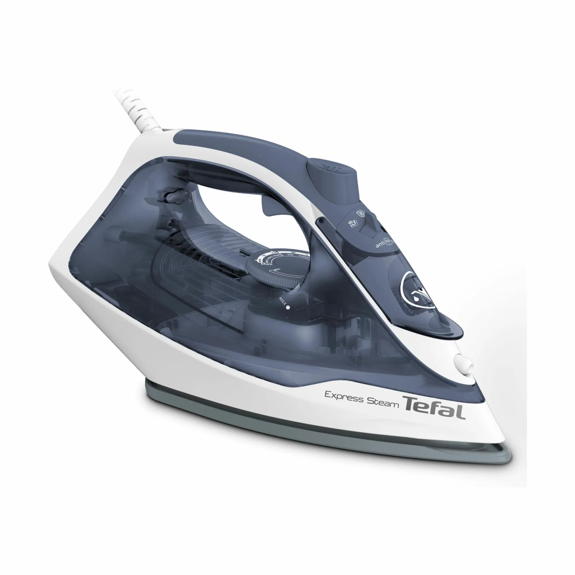Tefal Strygejern Express Steam+ Dampstrygejern i hvid/blå, 15,5 cm, 1