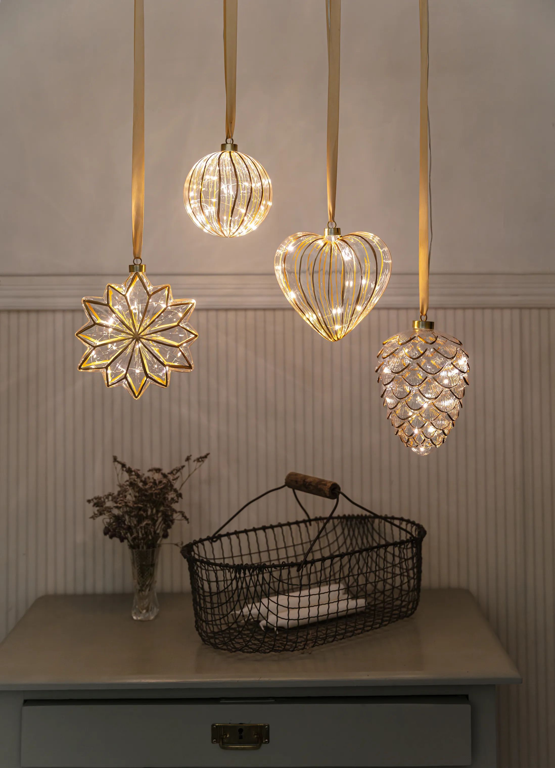 Casa Christmas Lysdekoration LED Ophæng - Hjerte i guld hjerte, 2