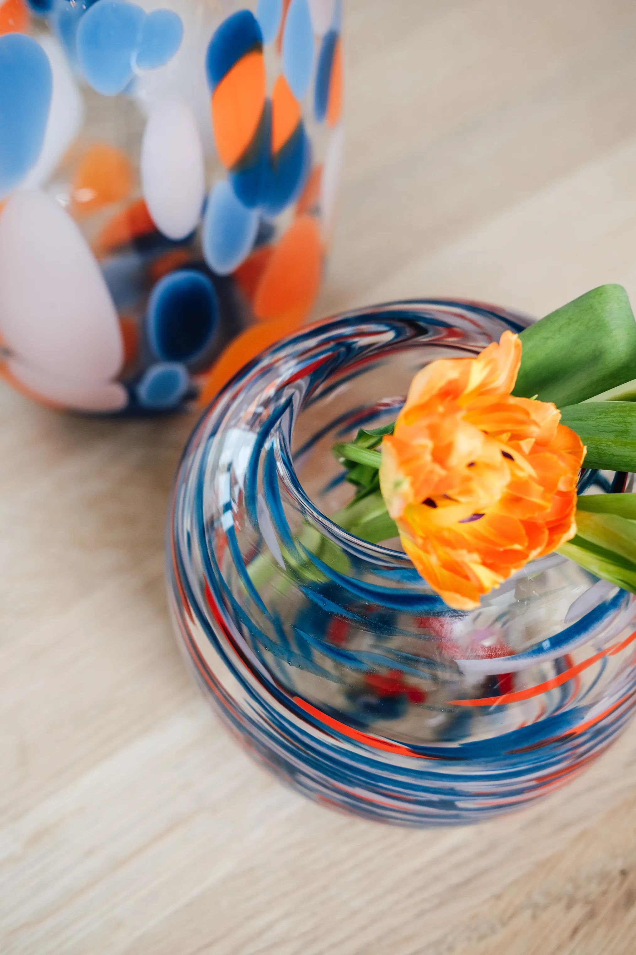 CASA Living Vaser Kuglevase i Blå og orange, 2