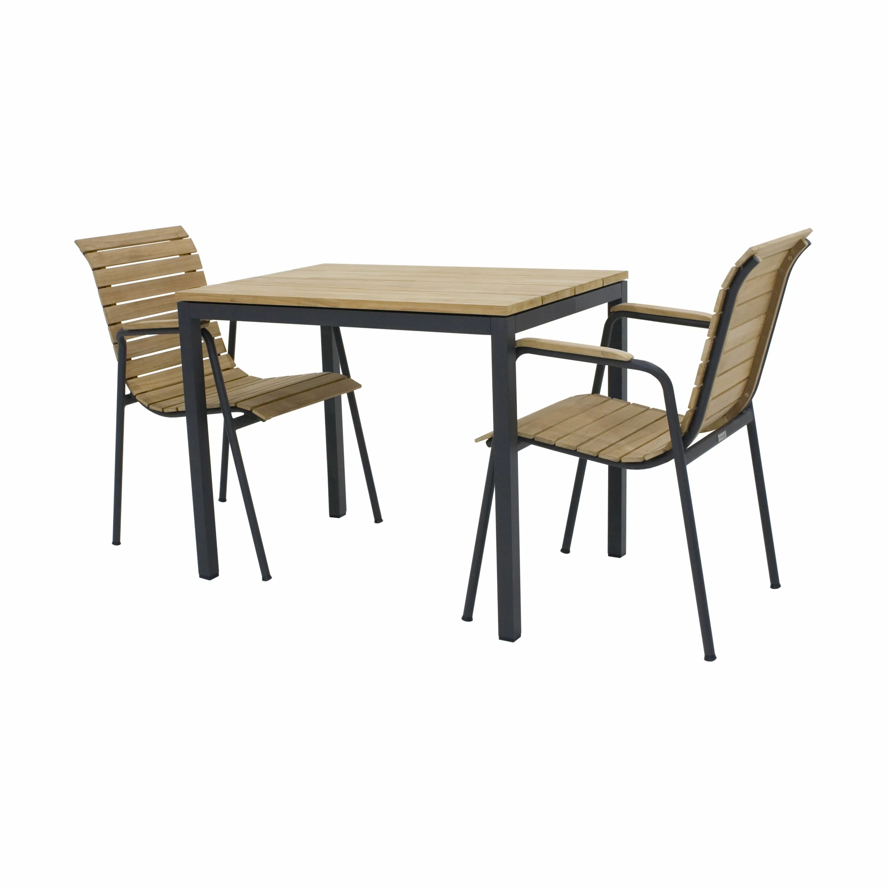 Mandalay Havemøbelsæt Toscana & Bellevue Havemøbelsæt - 3 dele i Antracit/Teak, 1 bord (L65 cm) og 2 stole, 1