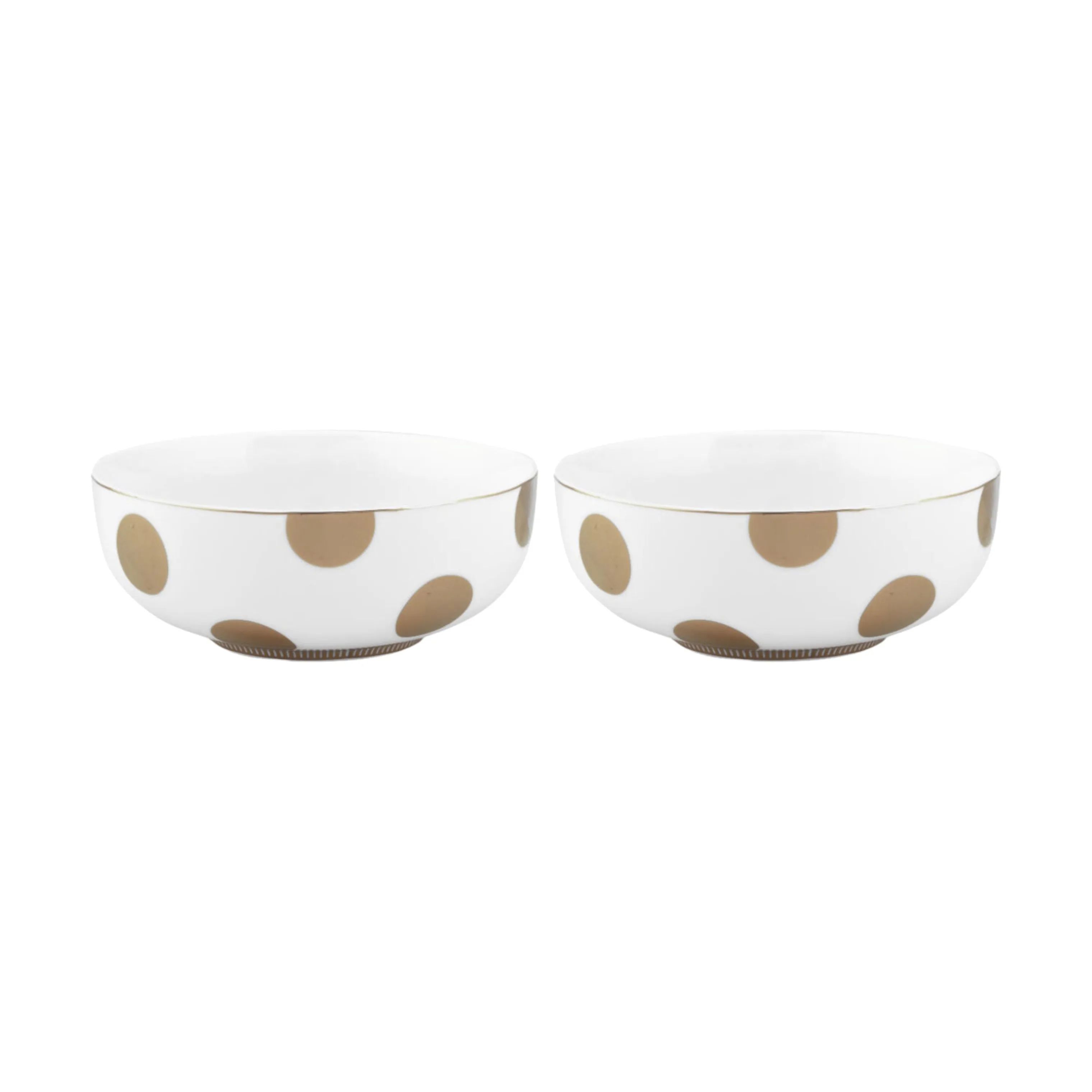 PIP Studio Serveringsskåle Dot Delight Skål - 2 stk. i Hvid / Guld, 15 cm, 1