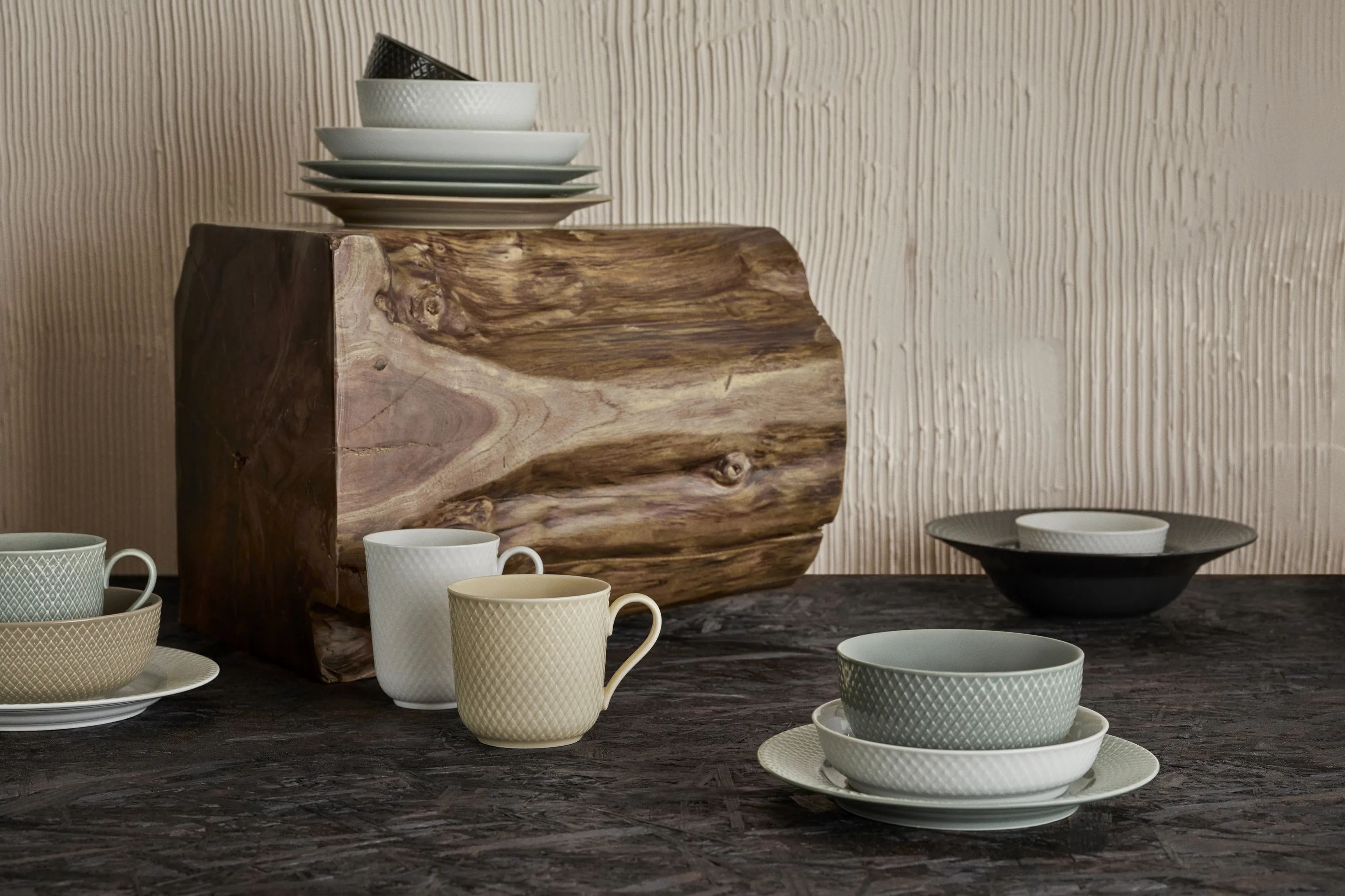 Lyngby Porcelæn Krus og kopper med hank Rhombe Earth Krus m. hank i Marble, 4