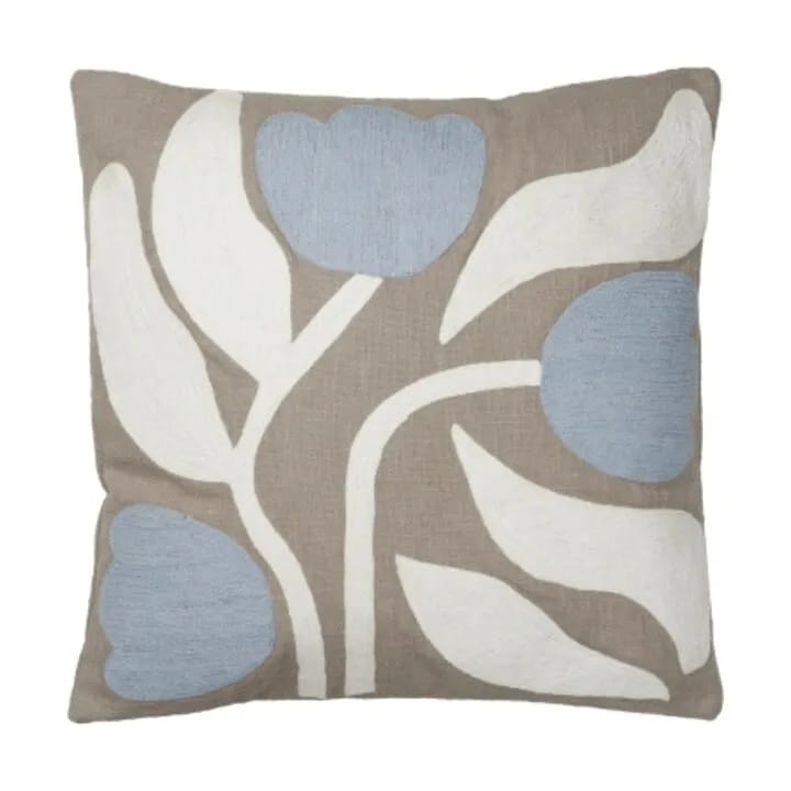 Broste Copenhagen Pyntepudebetræk Dora Pudebetræk i Taupe Warm Grey/Light Blue, 1