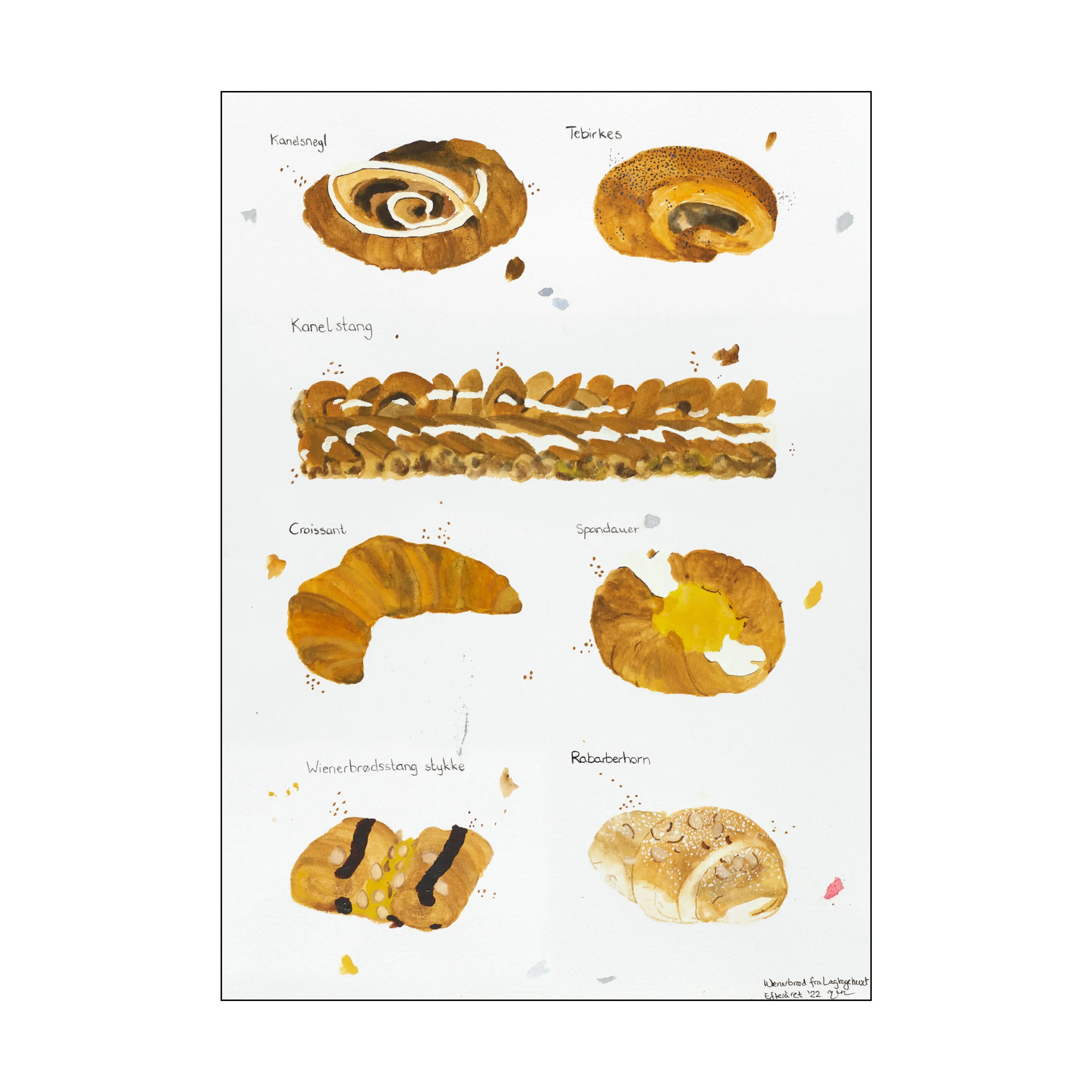 Poster&Frame Plakater Plakat - Wienerbrød i Multifarvet, B50 x L70 cm, 1