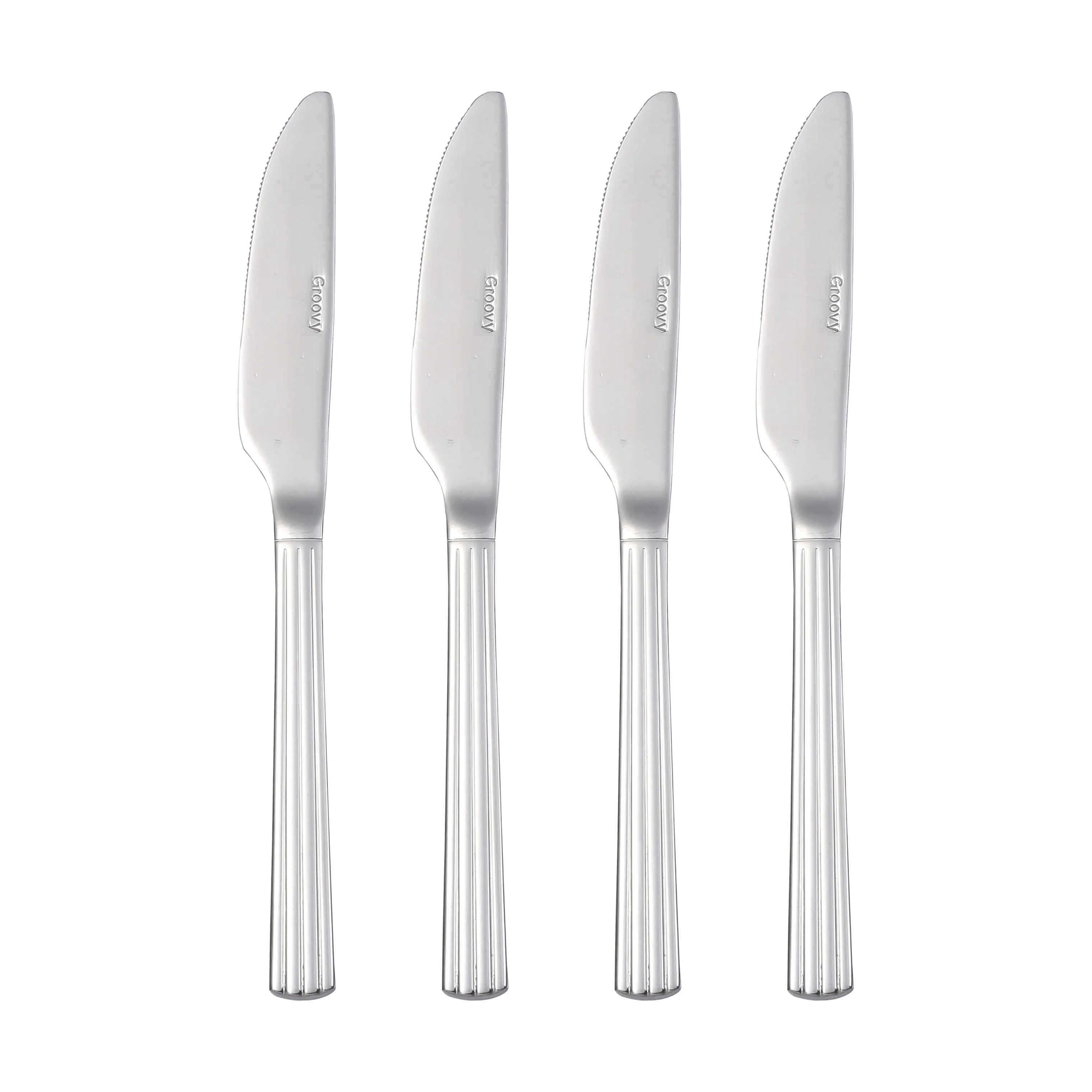 Aida Bordknive Groovy Kniv - 4 stk. i Sølv, 1