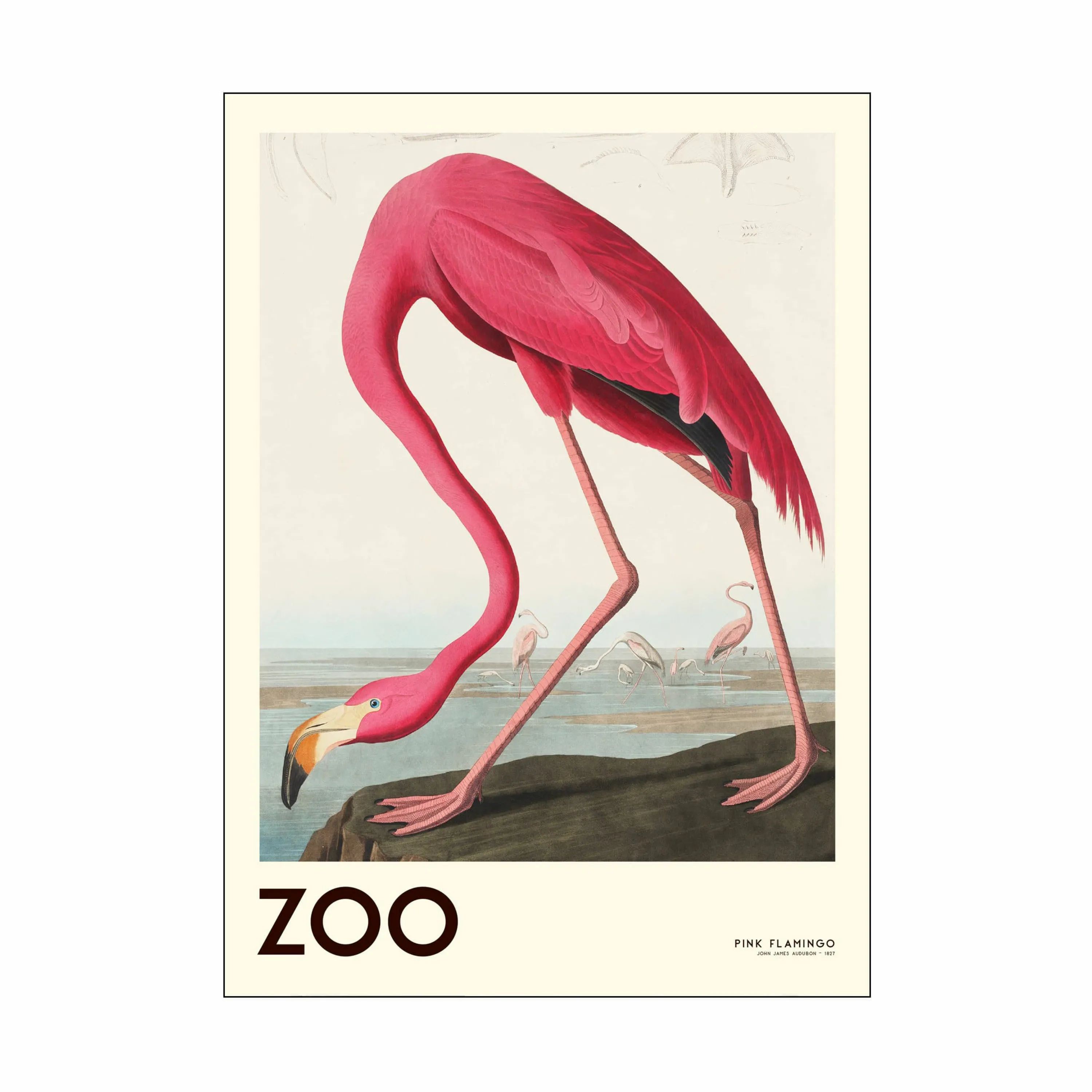 Poster&Frame Plakater Plakat - Pink Flamingo edt. 002 i B70 x L100 cm, 1