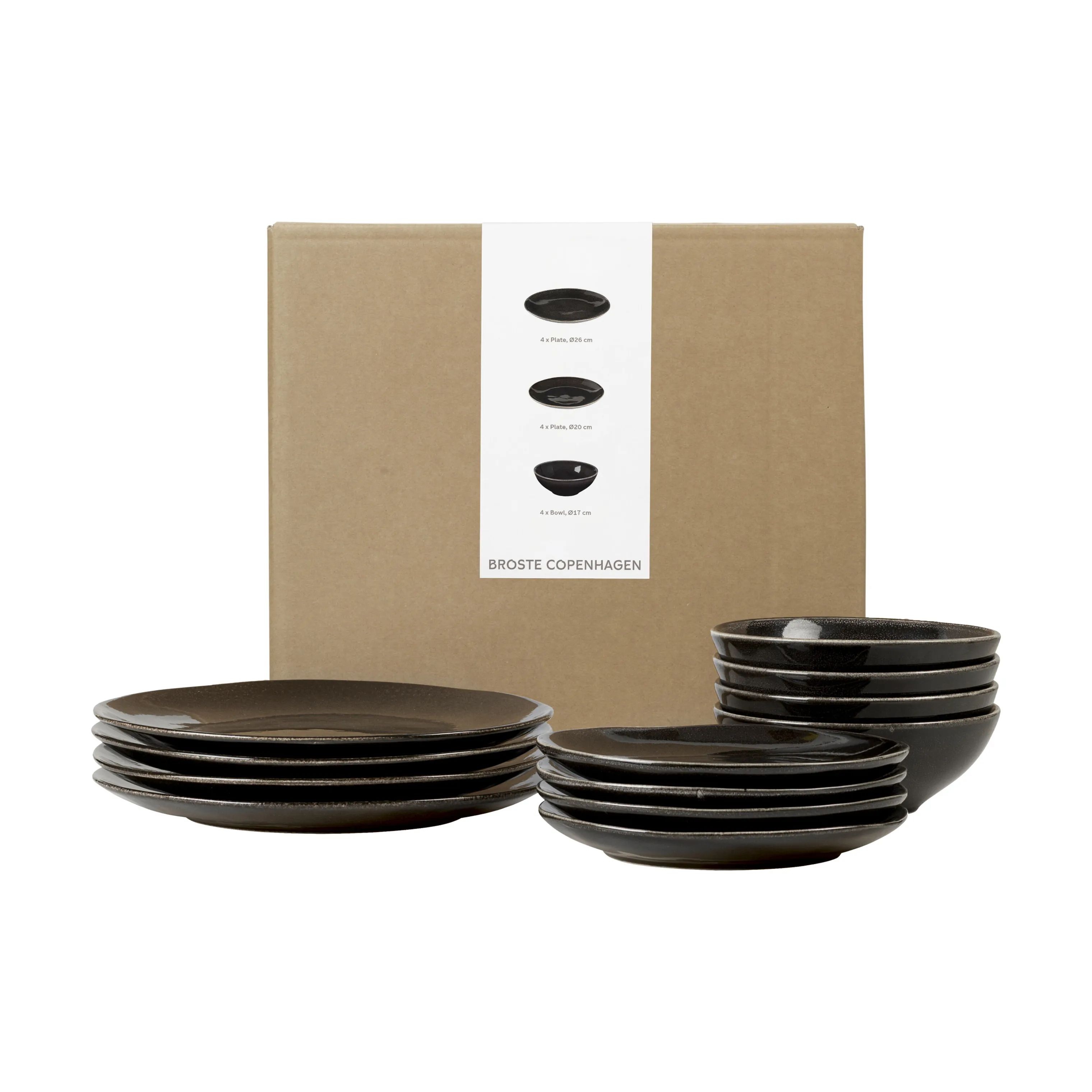 Broste Copenhagen Middagstallerkener Nordic Coal Middagssæt - 12 dele i Charcoal, 1