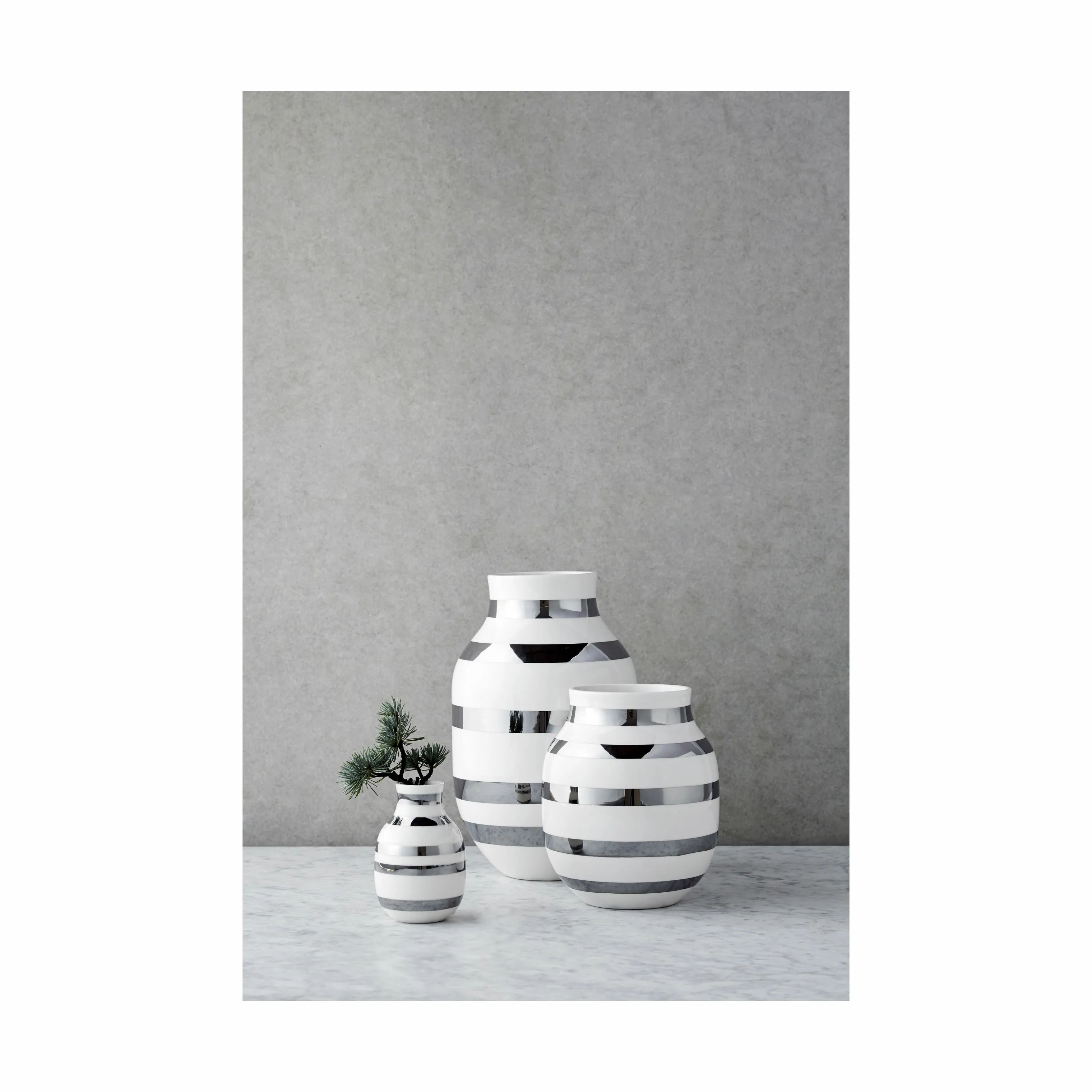 Kähler Vaser Omaggio Vase i Sølvfarvet/Hvid, H20 x Ø16,5 cm, 2