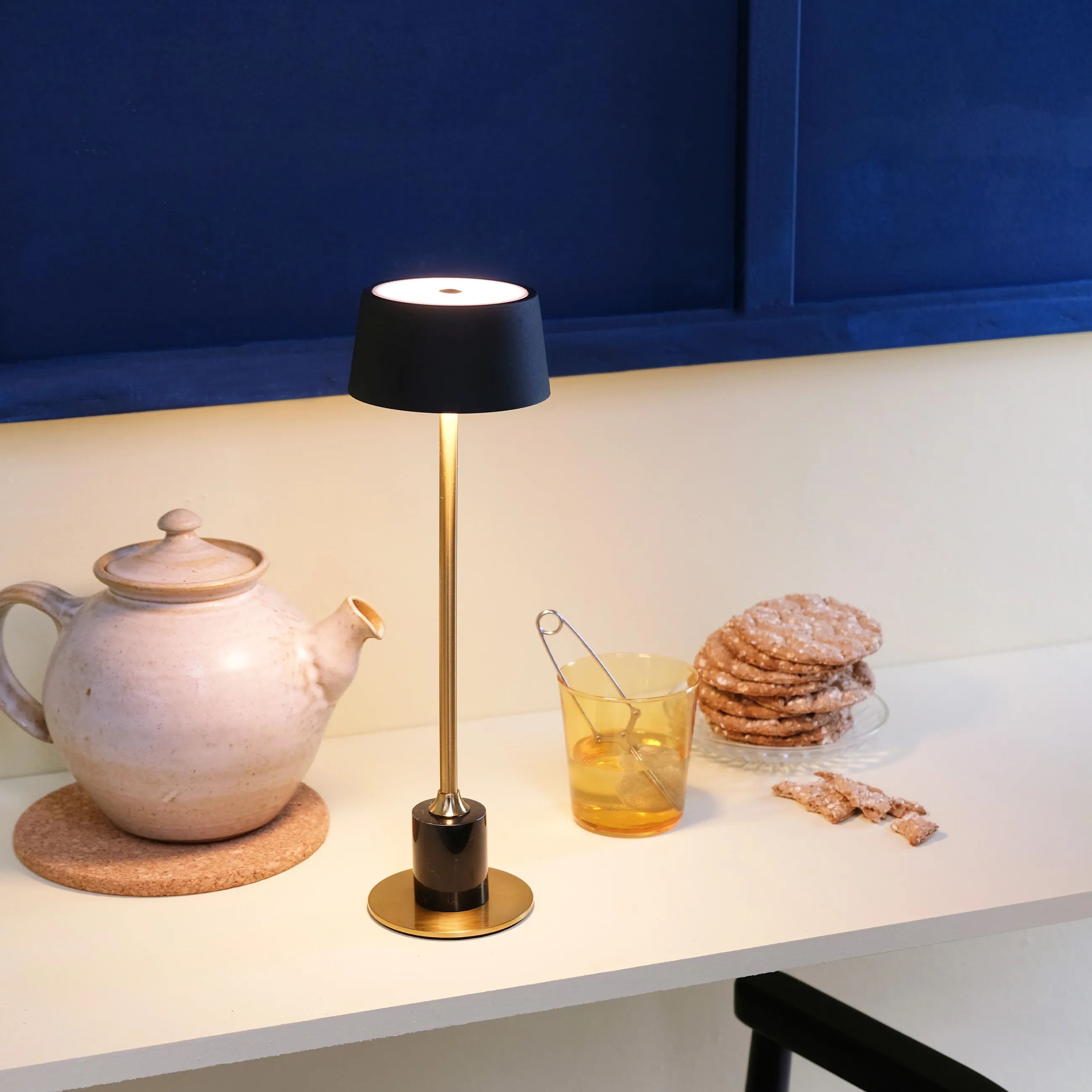 Dyberg Larsen Bordlamper Yoyo Bordlampe i Sort/ Messing/ Marmor, 3