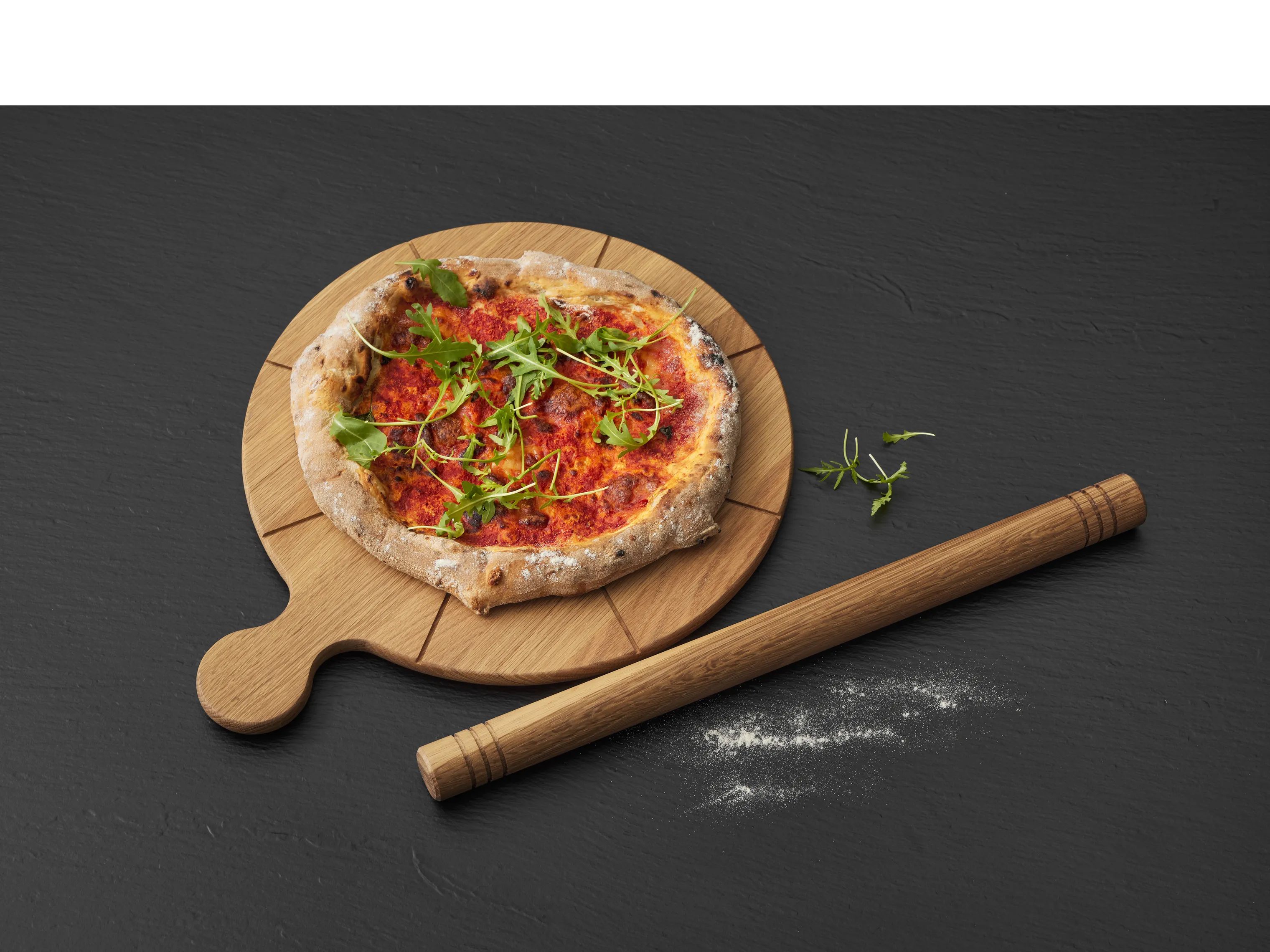 Morsø Pizzaspader Foresta Pizzaskærebræt m. riller i Eg, 2