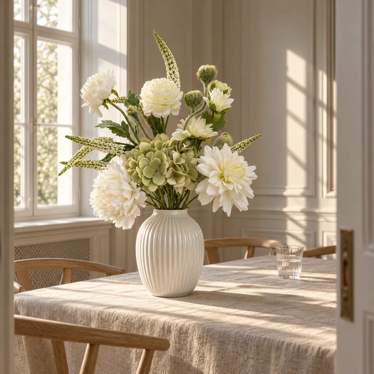 everbloom Kunstige blomster Kunstig Blomsterbuket i Hvid/grøn, 2