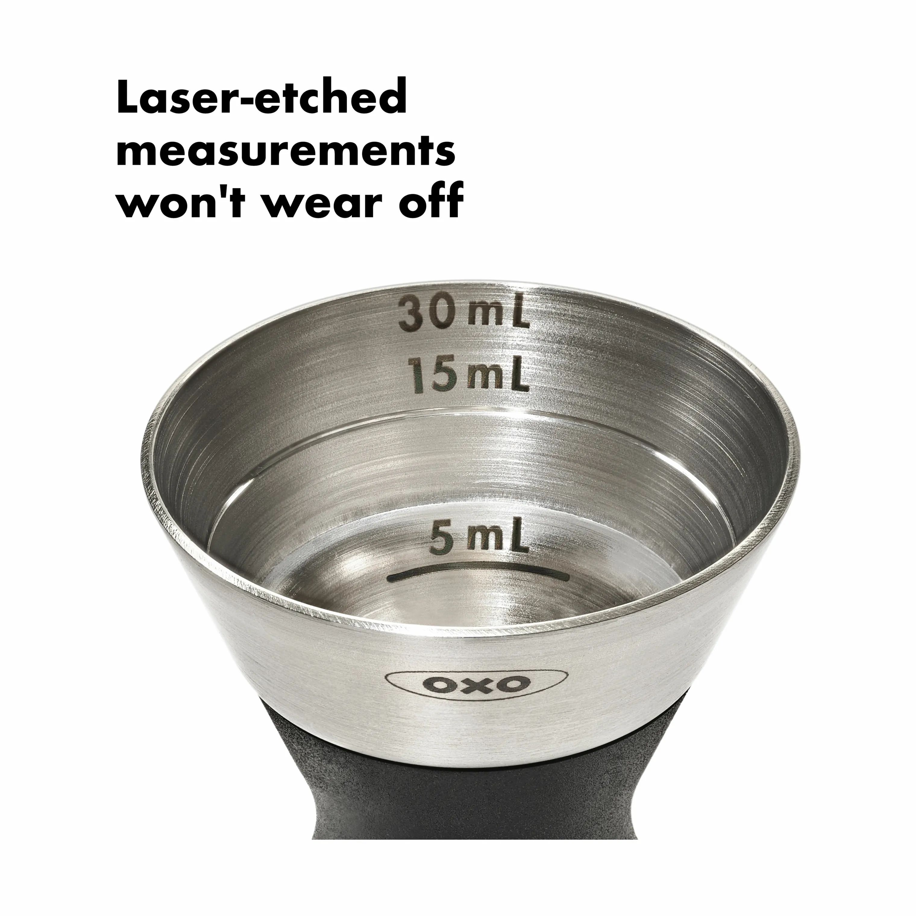 OXO Øvrigt bartilbehør Steel Målebæger (dobbelt) i Stål/sort, 4