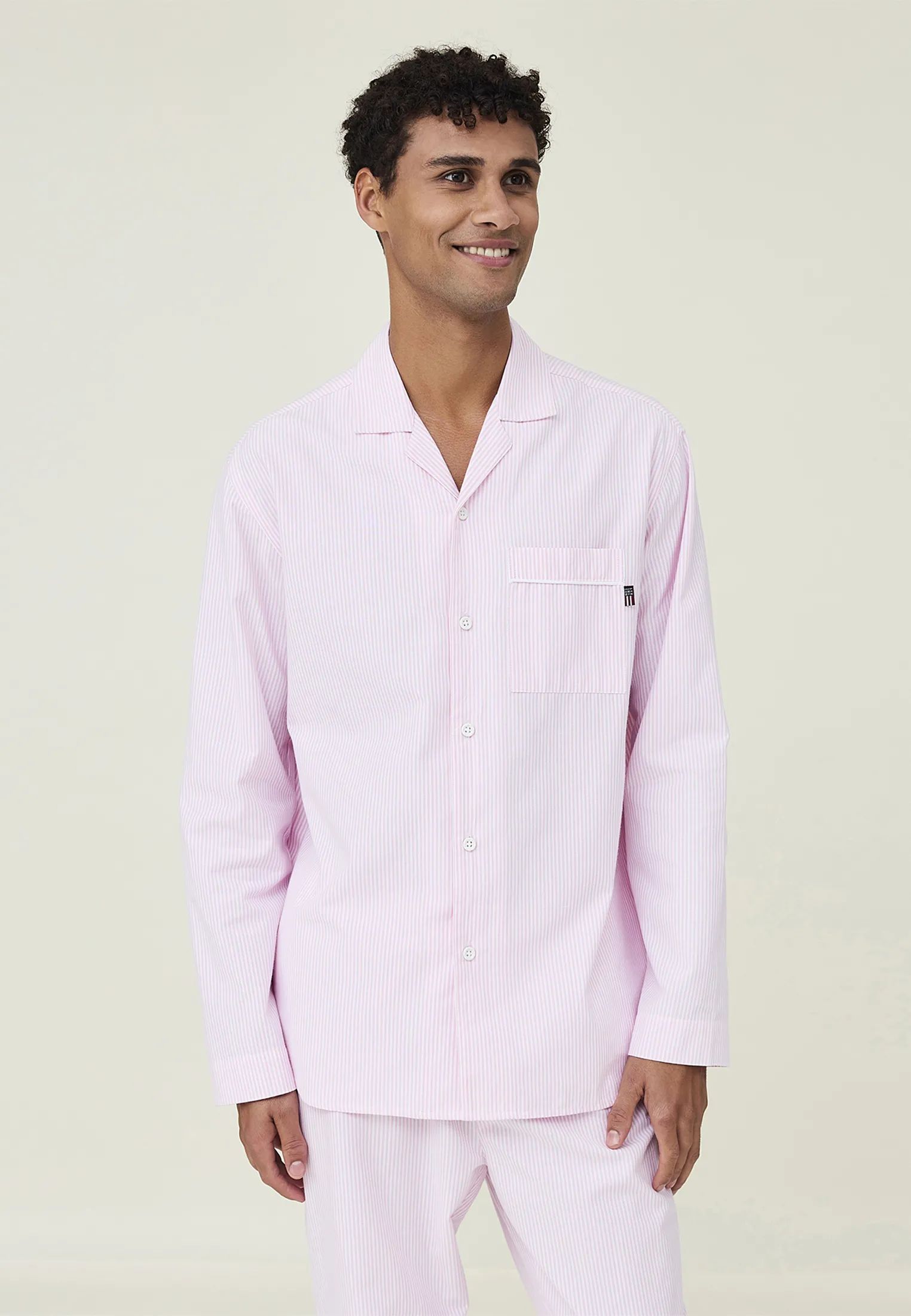 Lexington Pyjamas Icons Pyjamassæt Organic i Pink/White, S, 2