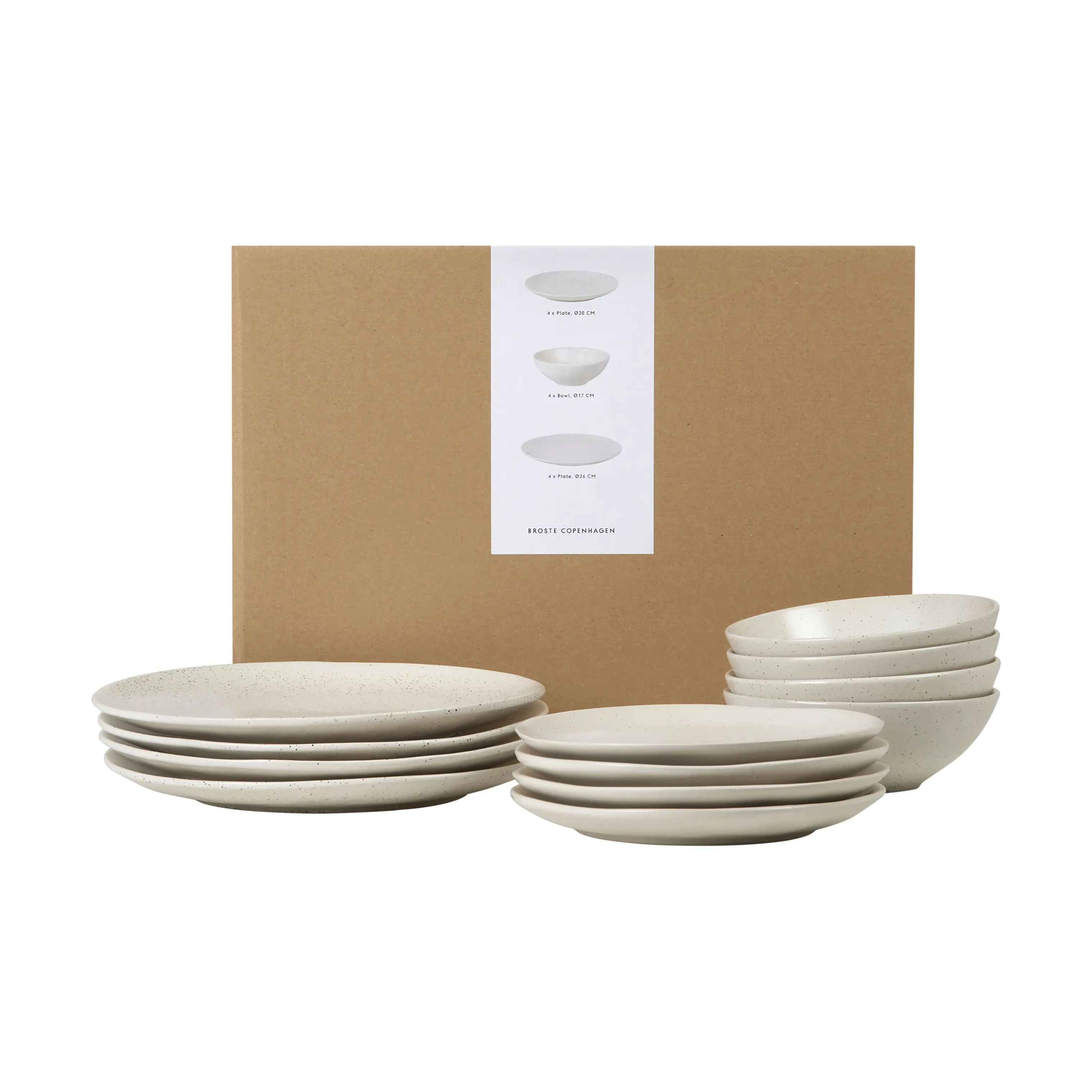 Broste Copenhagen Middagstallerkener NORDIC SAND Nordic Vanilla Middagssæt - 12 dele i Cream, 1