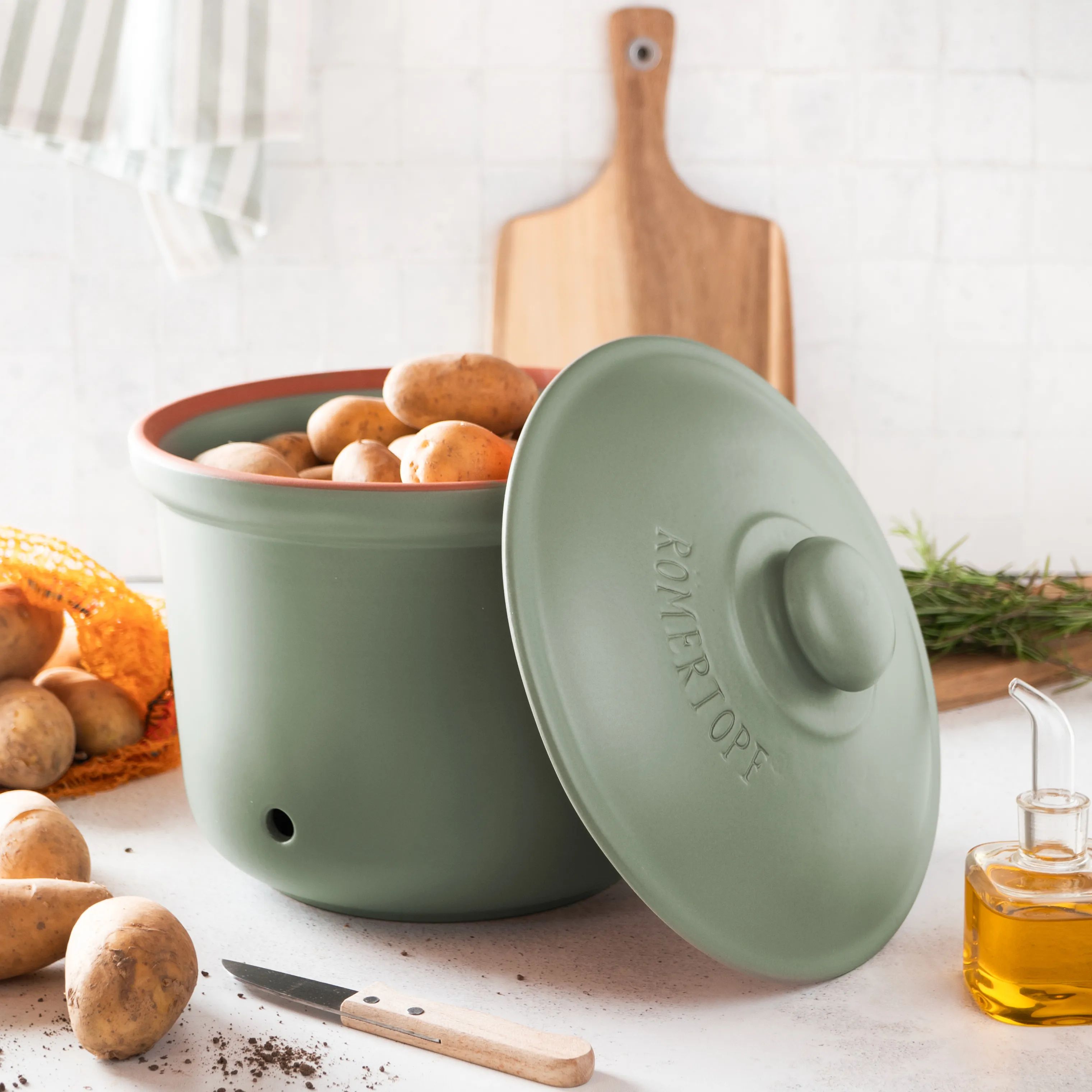 Römertopf Krukker med låg Opbevaringskrukke - Maxi Plus i Maxi grøn, 5,5 L, 2