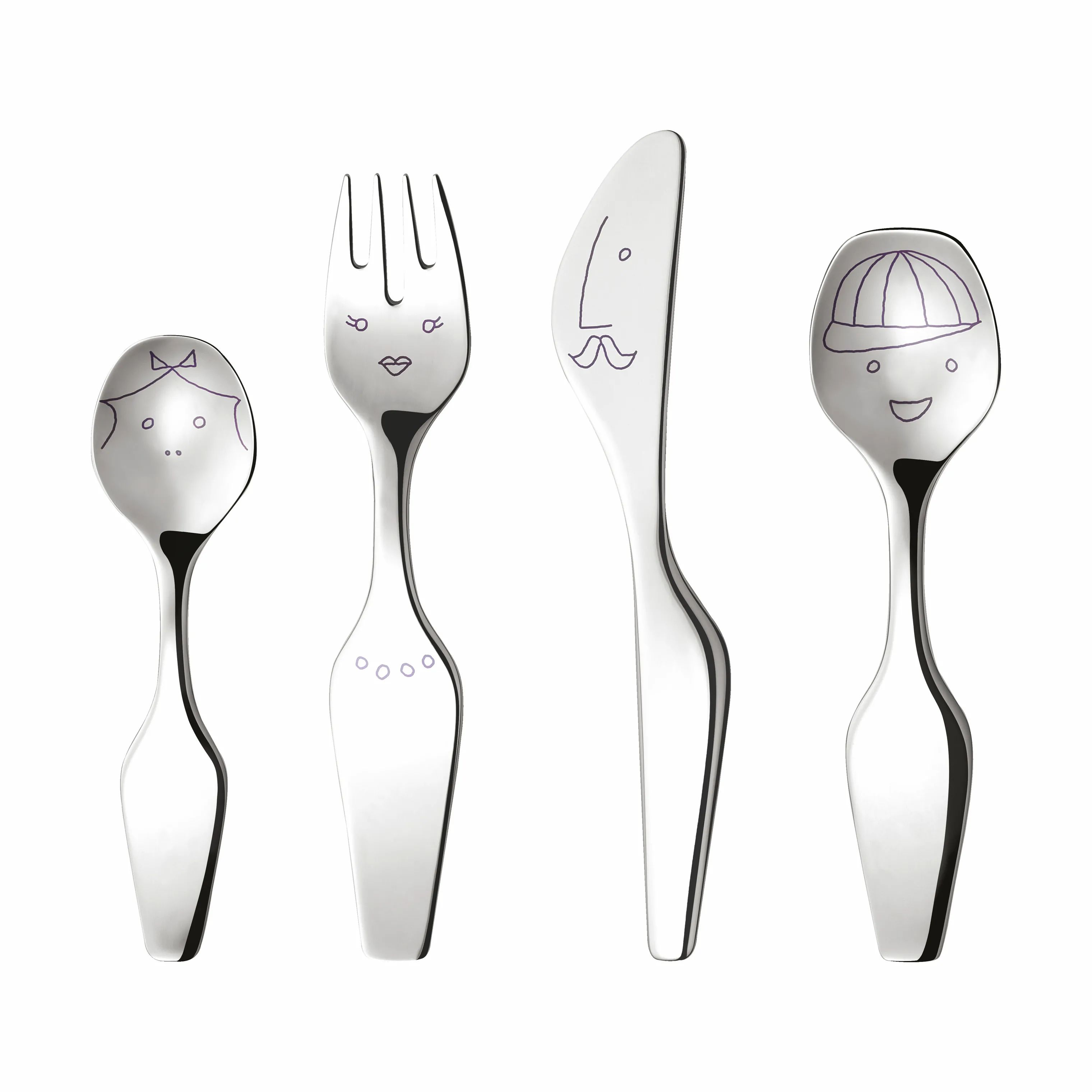 Georg Jensen Børnebestik The Twist Family Børnebestik - 4 dele i Blank/Stål, 1