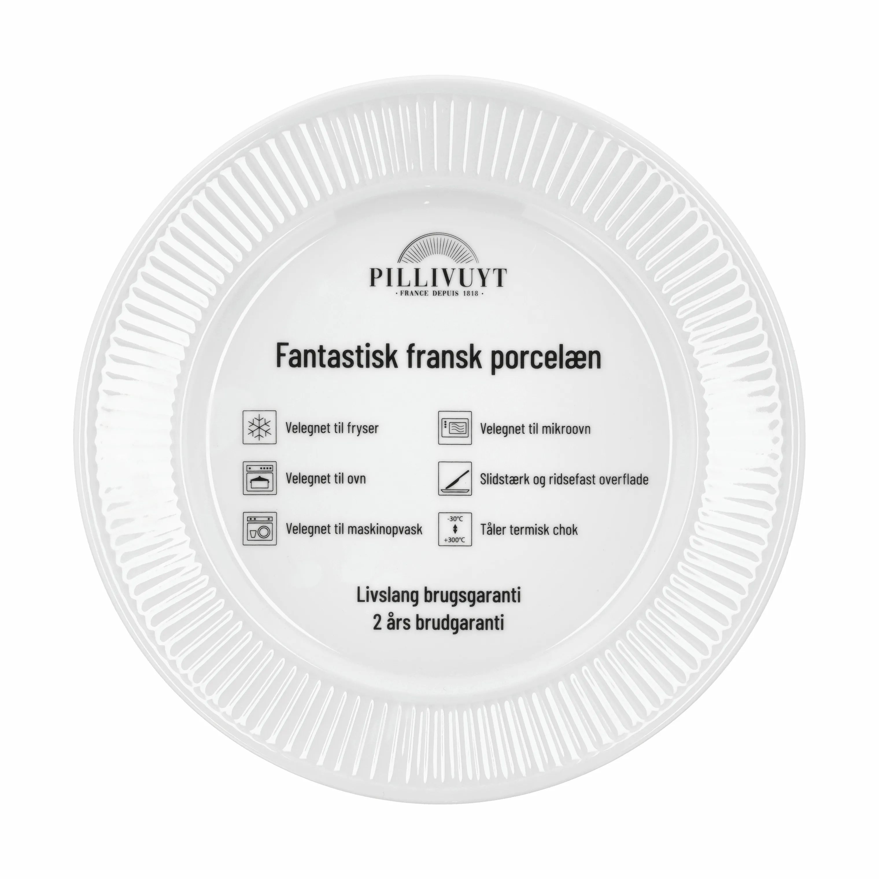Pillivuyt Middagstallerkener Plissé Steaktallerken i Hvid, 3